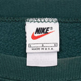 Vintage Nike Big Swoosh Green Sweatshirt 1990S Size Large Made In Usa