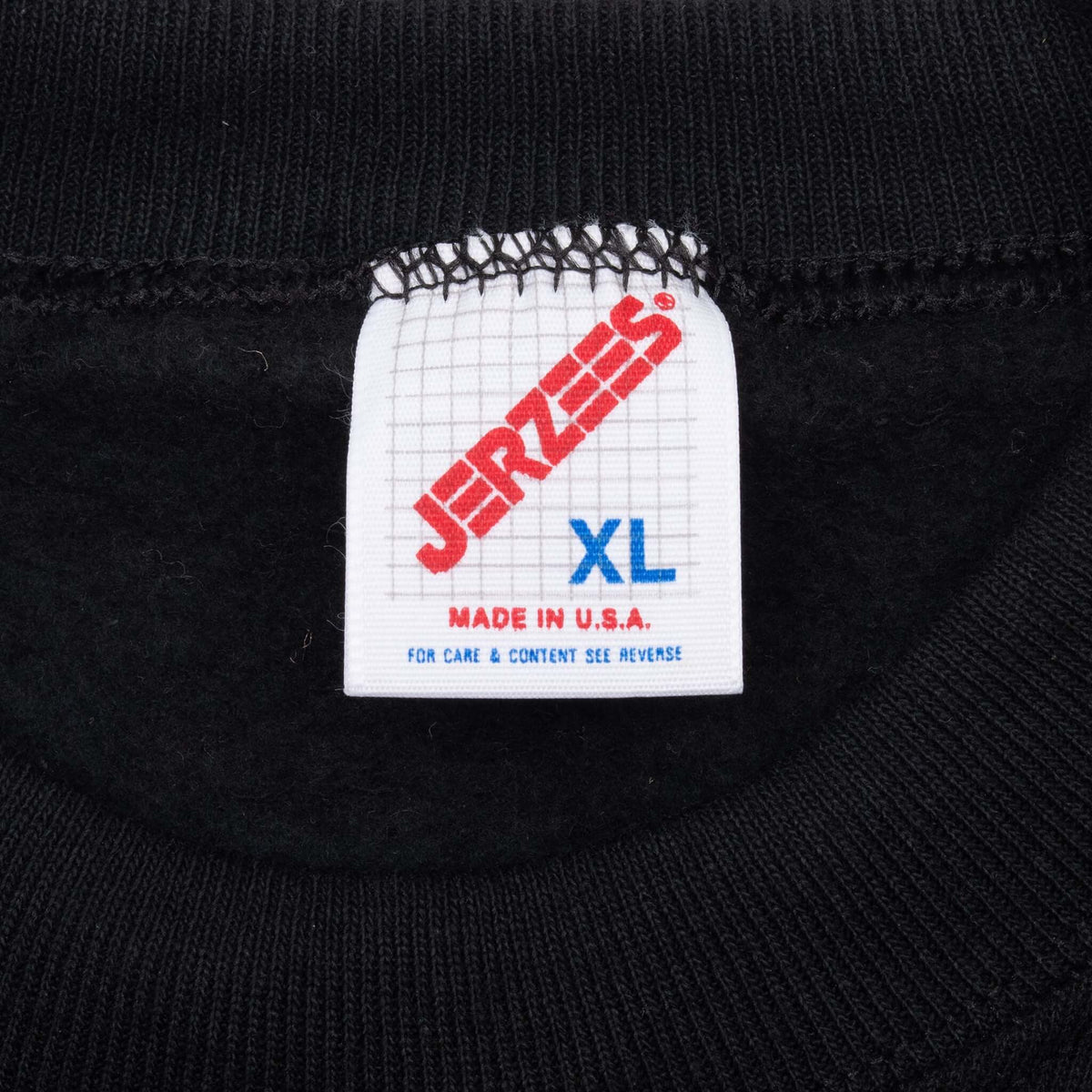 Vintage Jerzees Black Blank Crewneck Sweatshirt 1990 Size Large Made In Usa Deadstock