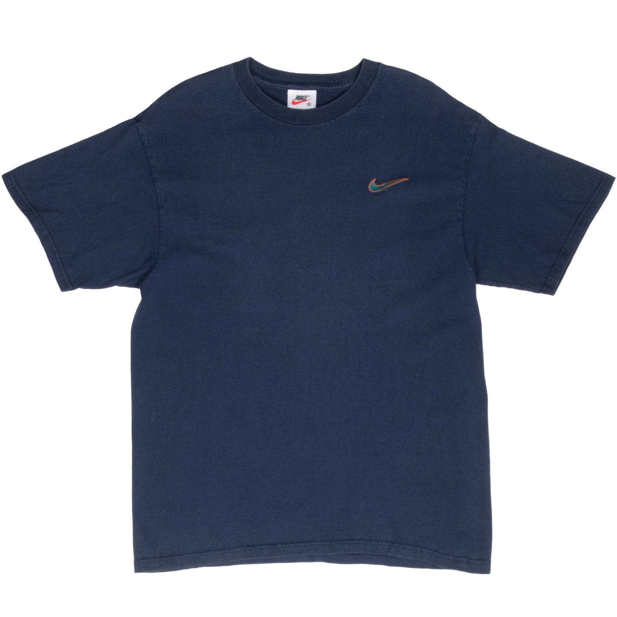 Vintage Nike Classic Swoosh Navy Blue Tee Shirt Size 1990s Size Medium Made In USA