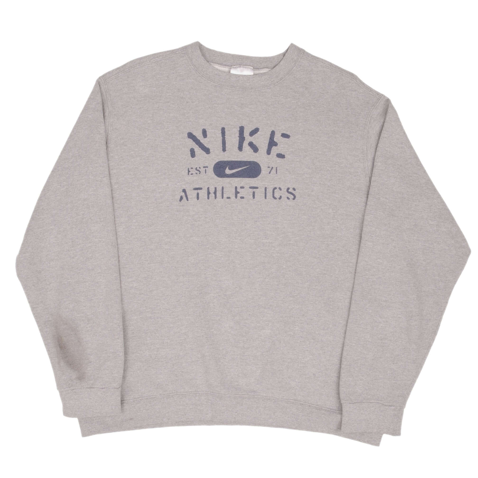 Vintage Gray Nike Athletic Est. 71 Sweatshirt 1990S Size XL Made In USA