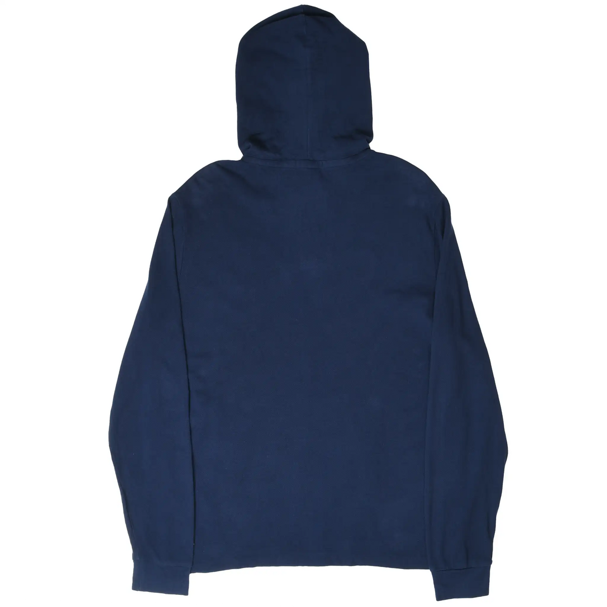 Back of navy Polo Ralph Lauren pullover hoodie with long sleeves and plain design