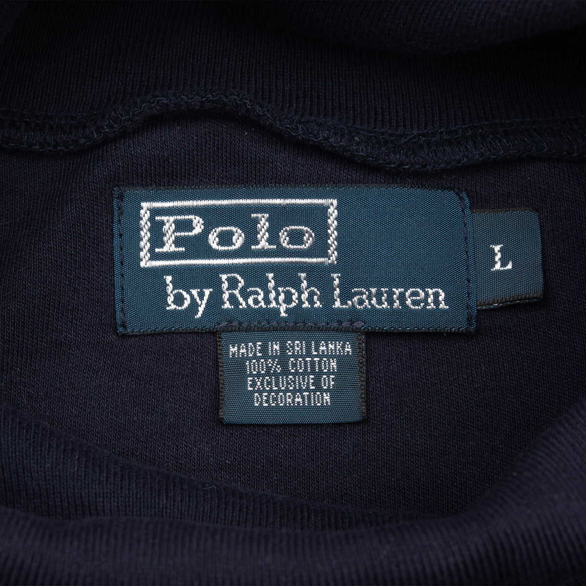 Vintage Ralph Lauren Navy Blue Turtle Neck Long Sleeve Tee Shirt 1990S Size Large