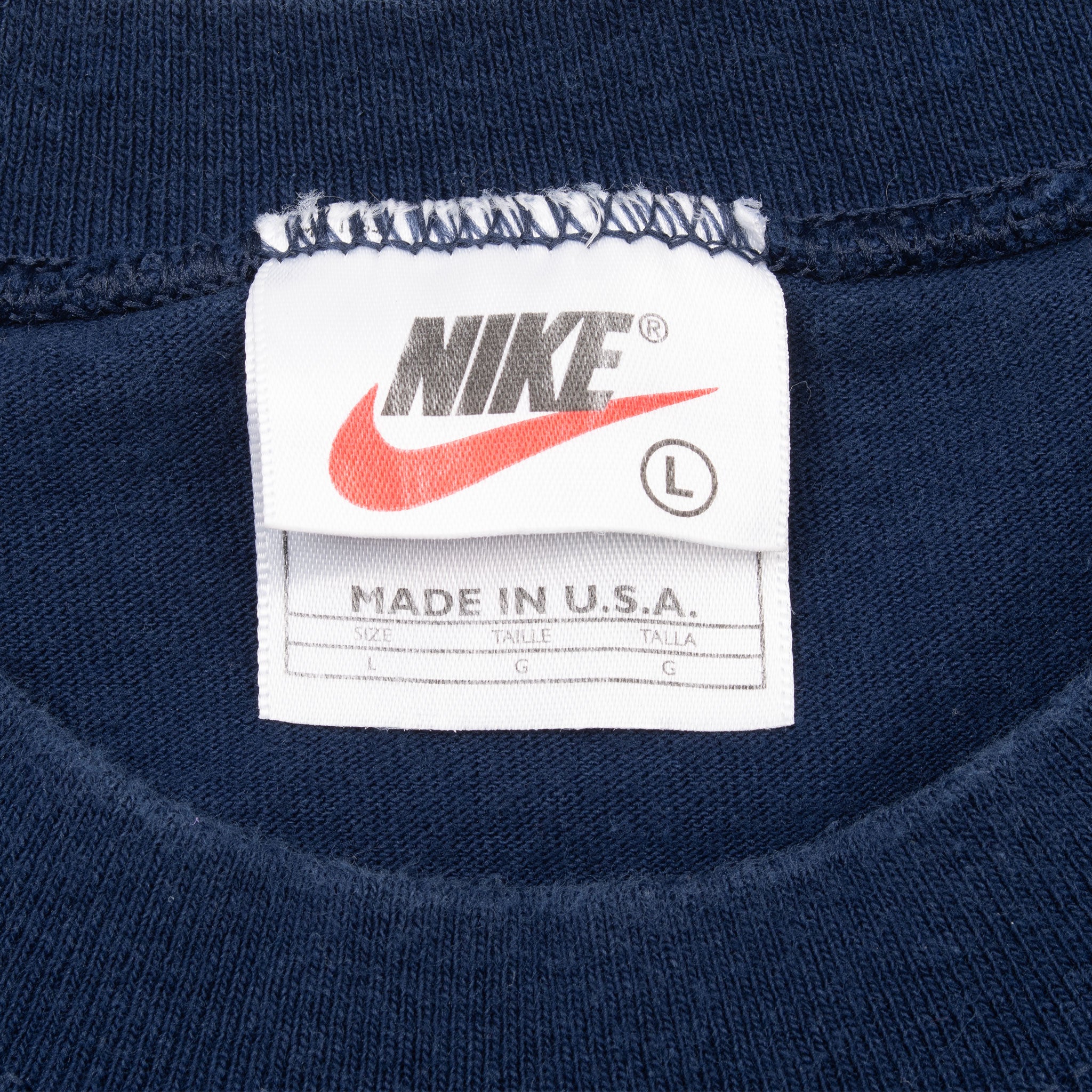 Vintage Nike Big Swoosh Blue Tank Top Tee Shirt 1990S Size Large Made In Usa