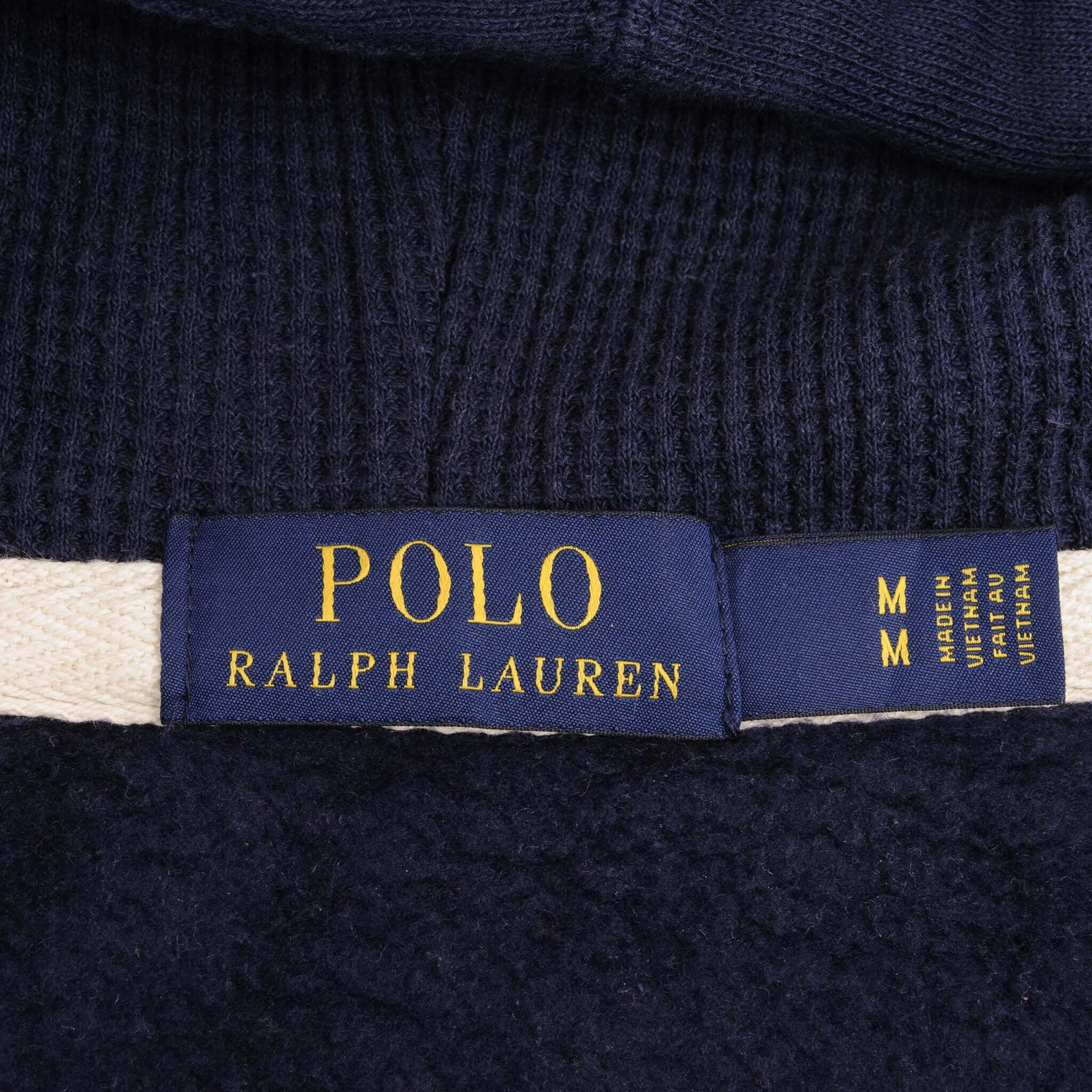 Vintage Ralph Lauren Full Zip Classic Navy Blue Hoodie Sweatshirt Size Medium