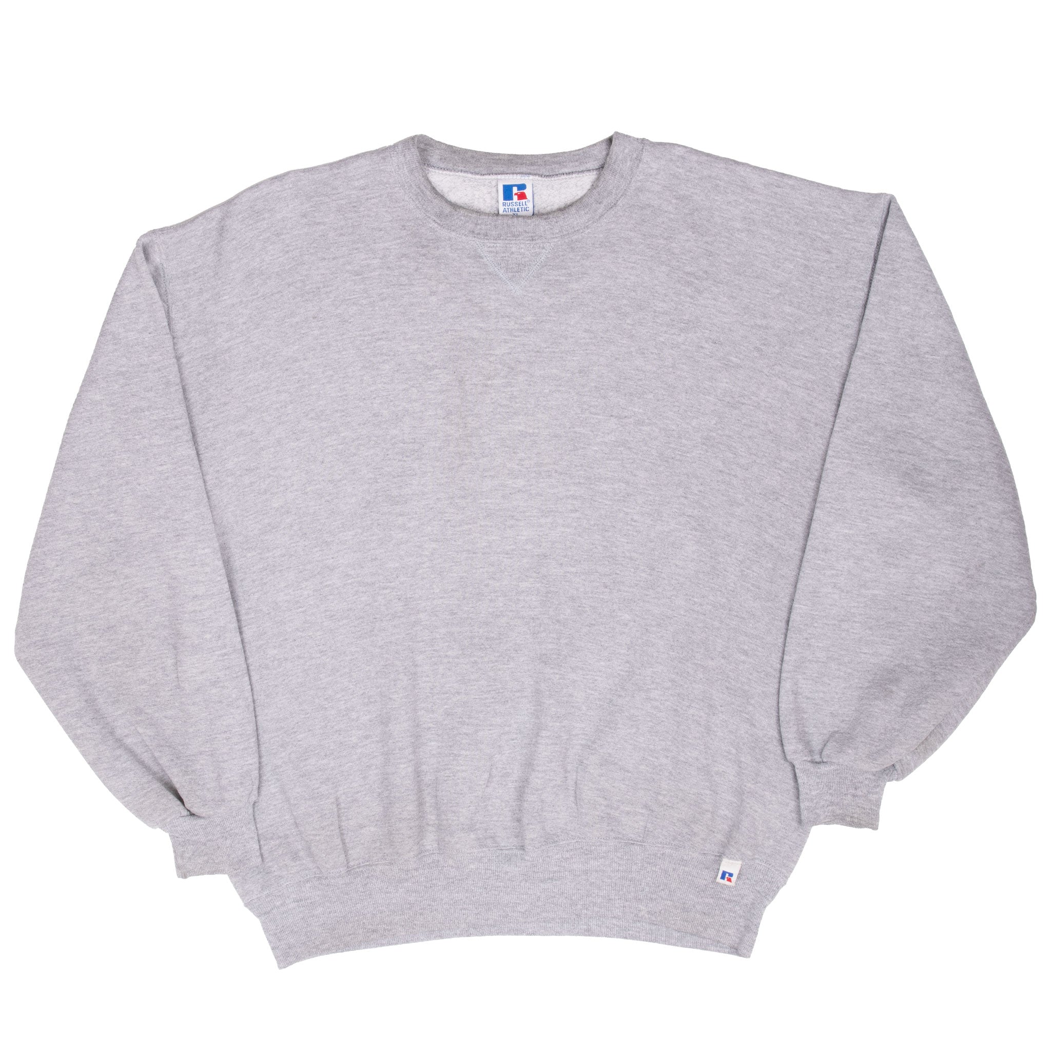 Vintage Russell Athletic Blank Grey Zip Sweatshirt 1990S Size XL Made In Usa