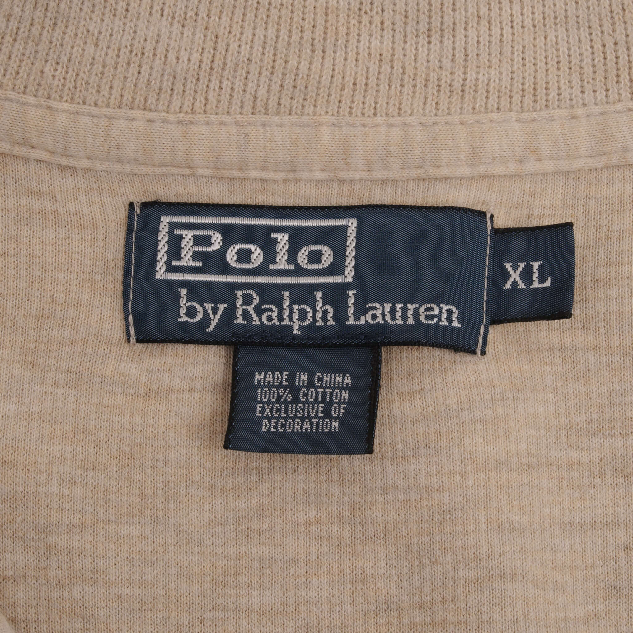 Vintage Polo Ralph Lauren Beige 1990S Quarter 1/4 Zip Sweater Size XL