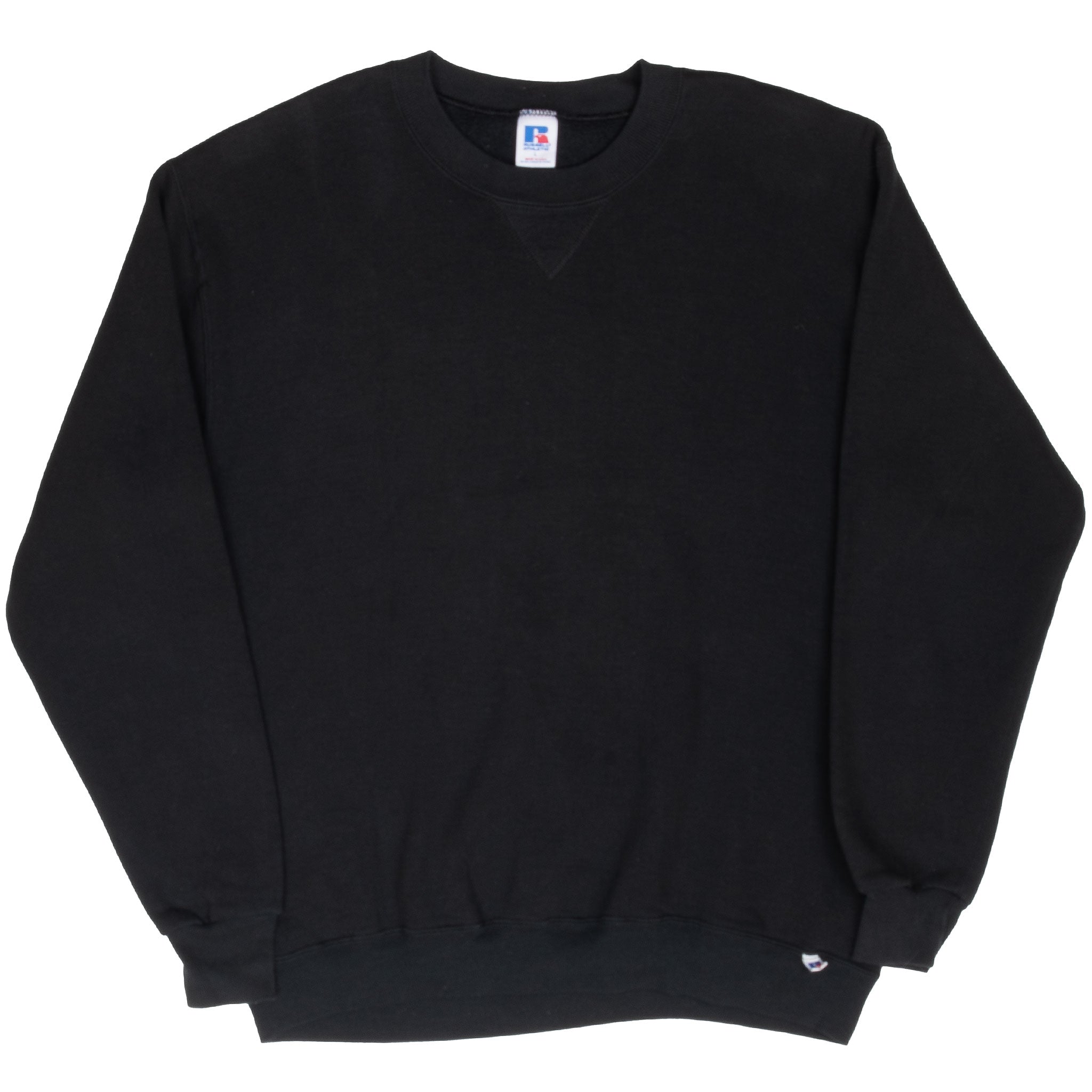 Vintage Russell Athletic Black Blank Sweatshirt 1990S Size Large Made In Usa