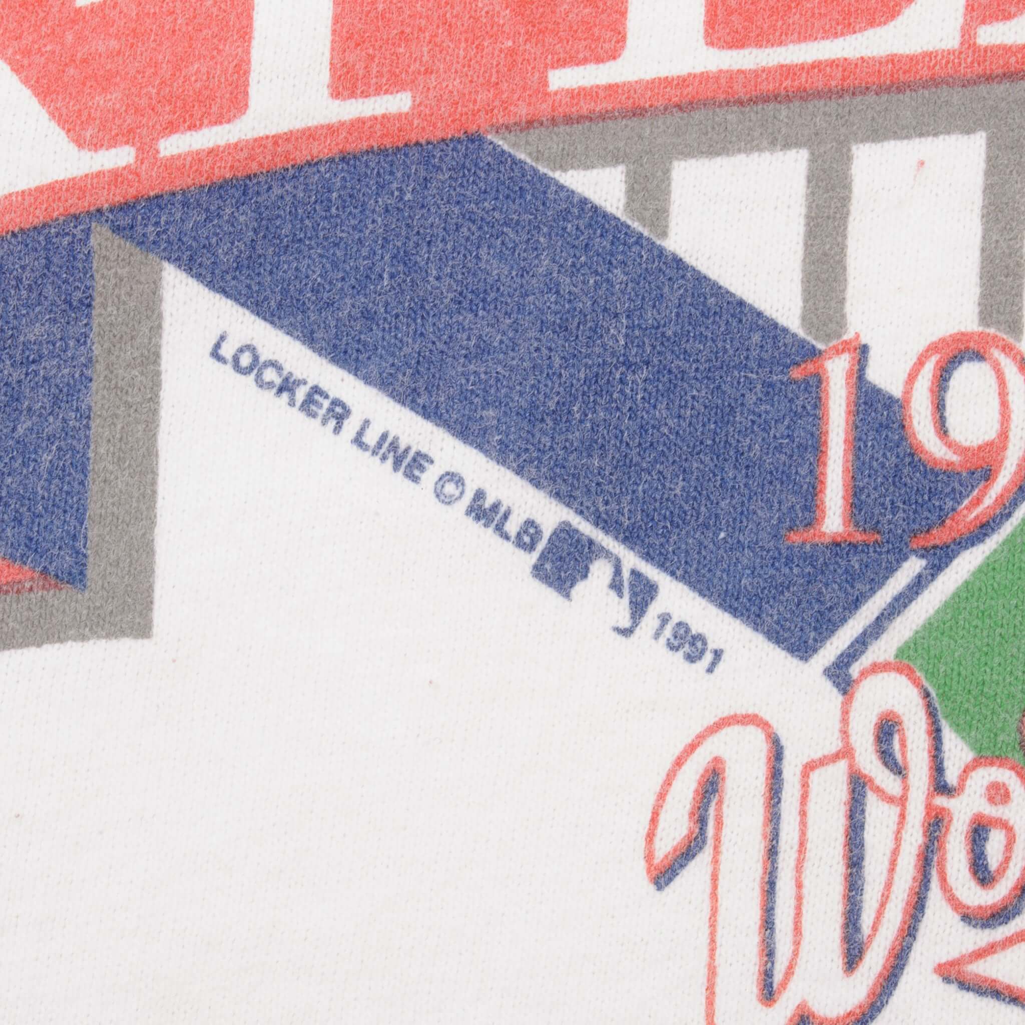 Vintage MLB Atlanta Braves World Champions 1991 Tee Shirt Size Large With Single Stitch Sleeves