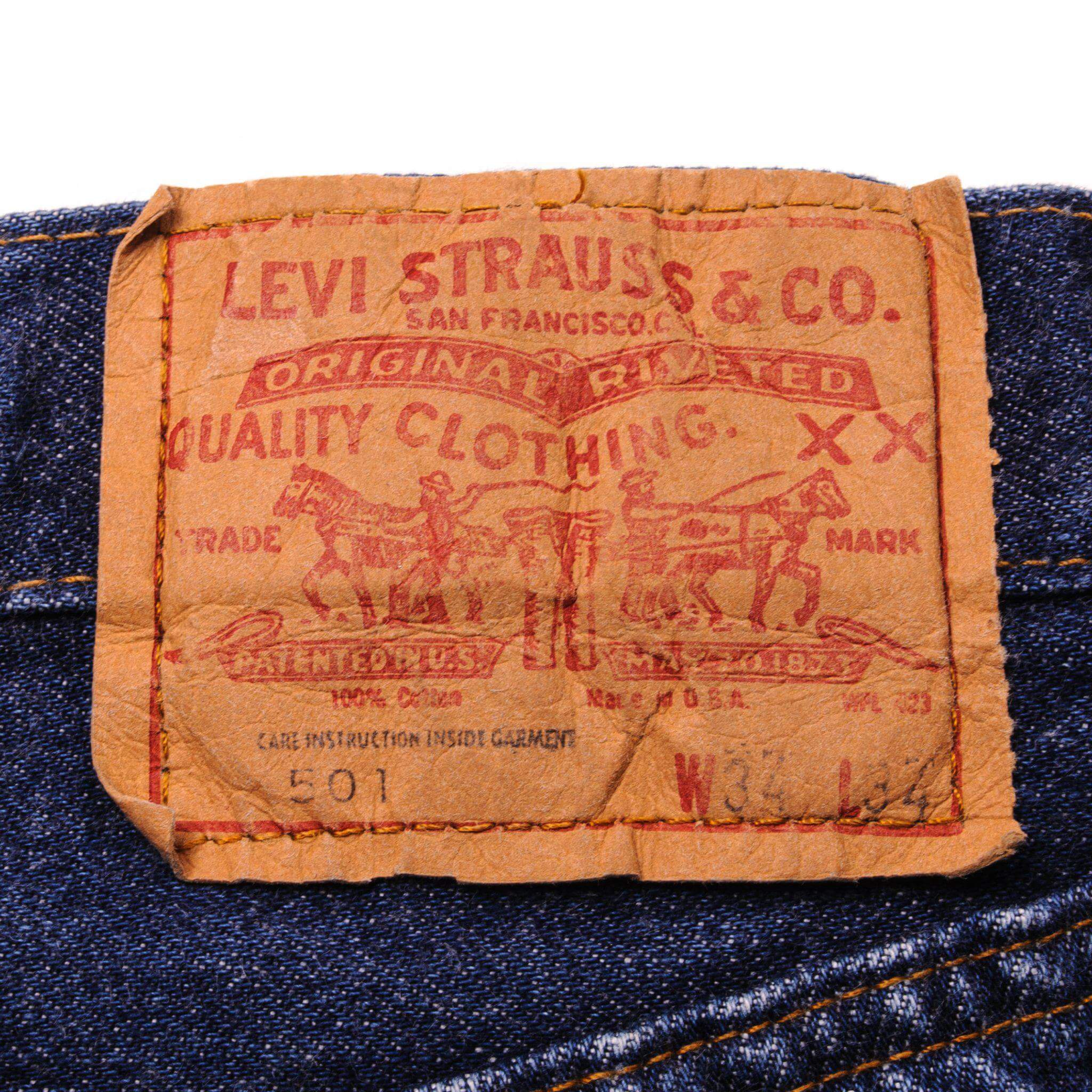 Beautiful Indigo Levis 501 Jeans with selvedge 1980s Made in USA with a medium blue wash and a nice contrast of light and medium blue. Size on Tag 34X34 ACTUAL SIZE 32X30 Back Button #6