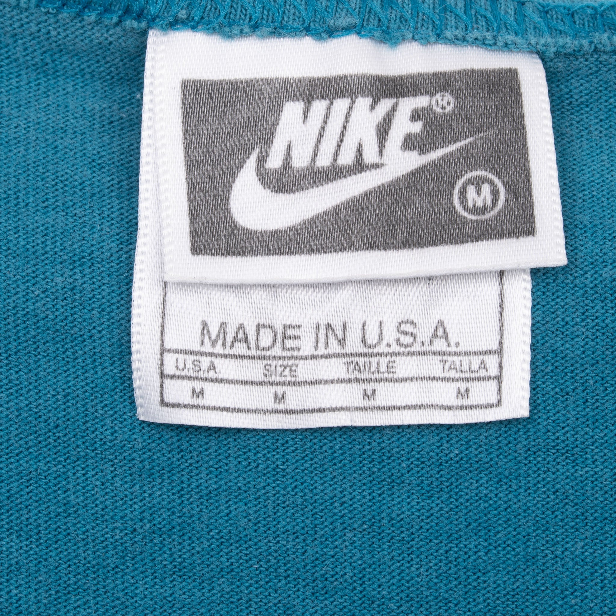 Vintage Nike Spellout Teal Tank Top Tee Shirt 1990S Size Medium Made In Usa