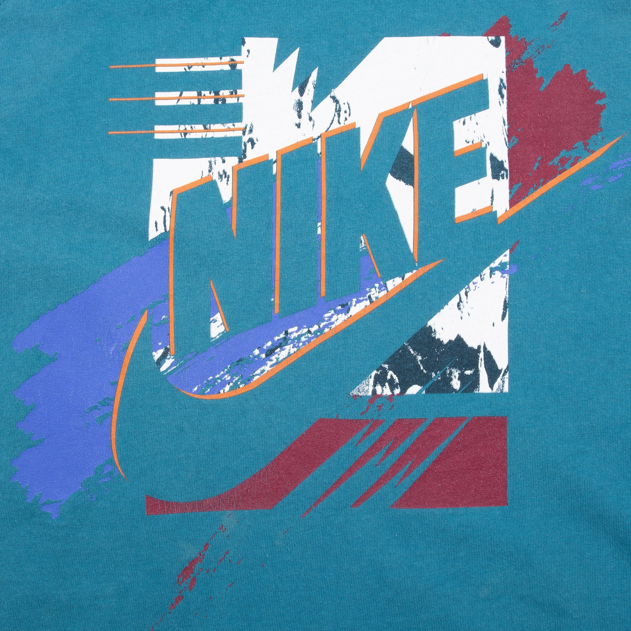 Vintage Nike Spellout Teal Tank Top Tee Shirt 1990S Size Medium Made In Usa