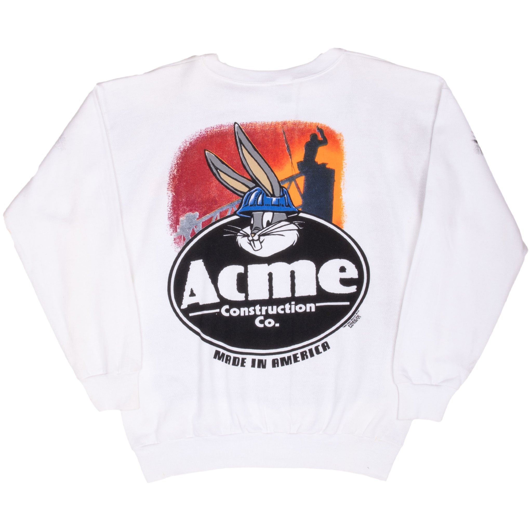 Vintage Looney Tunes Acme Construction Co All Over Print Sweatshirt 1994 Size XL By Freeze NYC