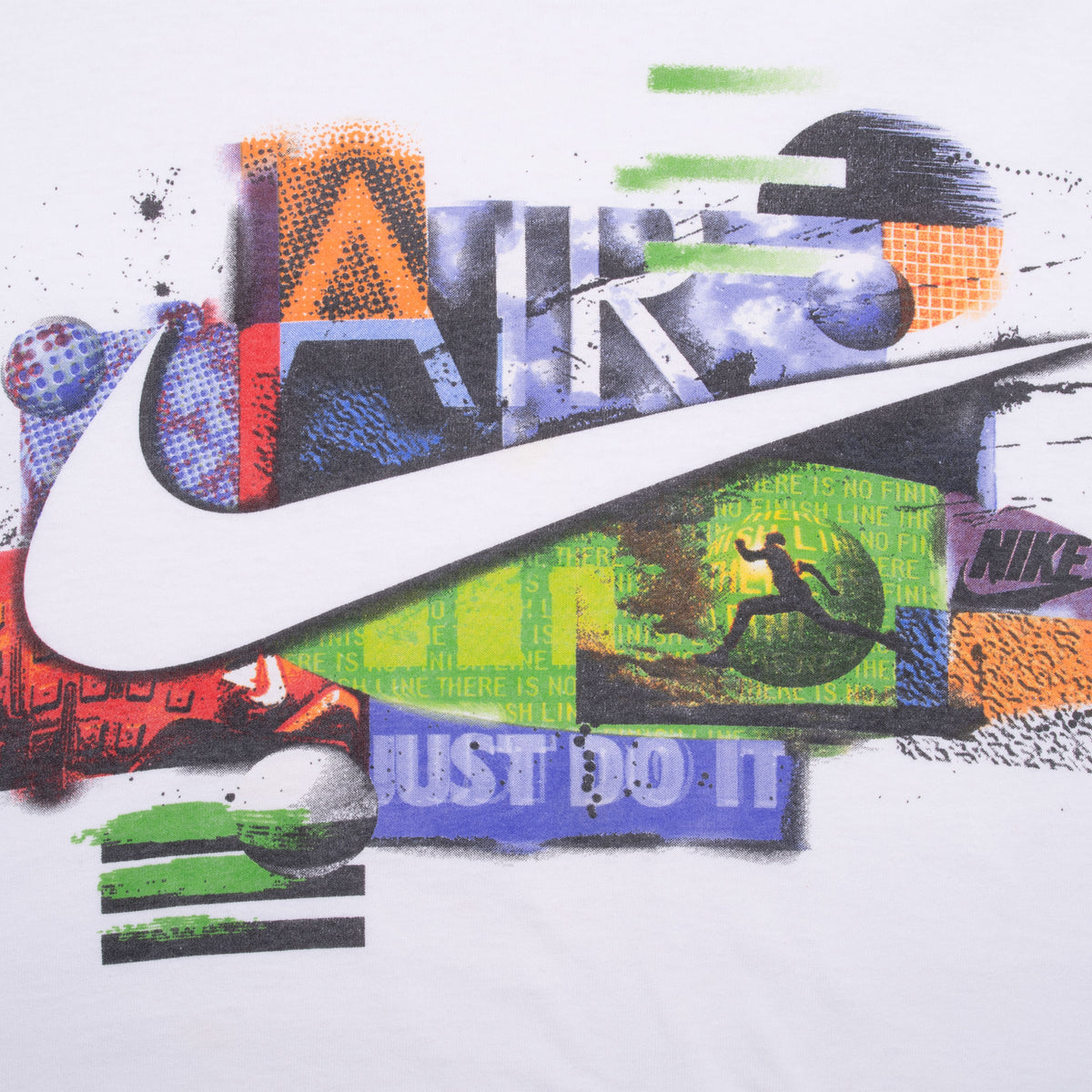Vintage Nike Big Swoosh 1990S White Tee Shirt Size Large Made In Usa
