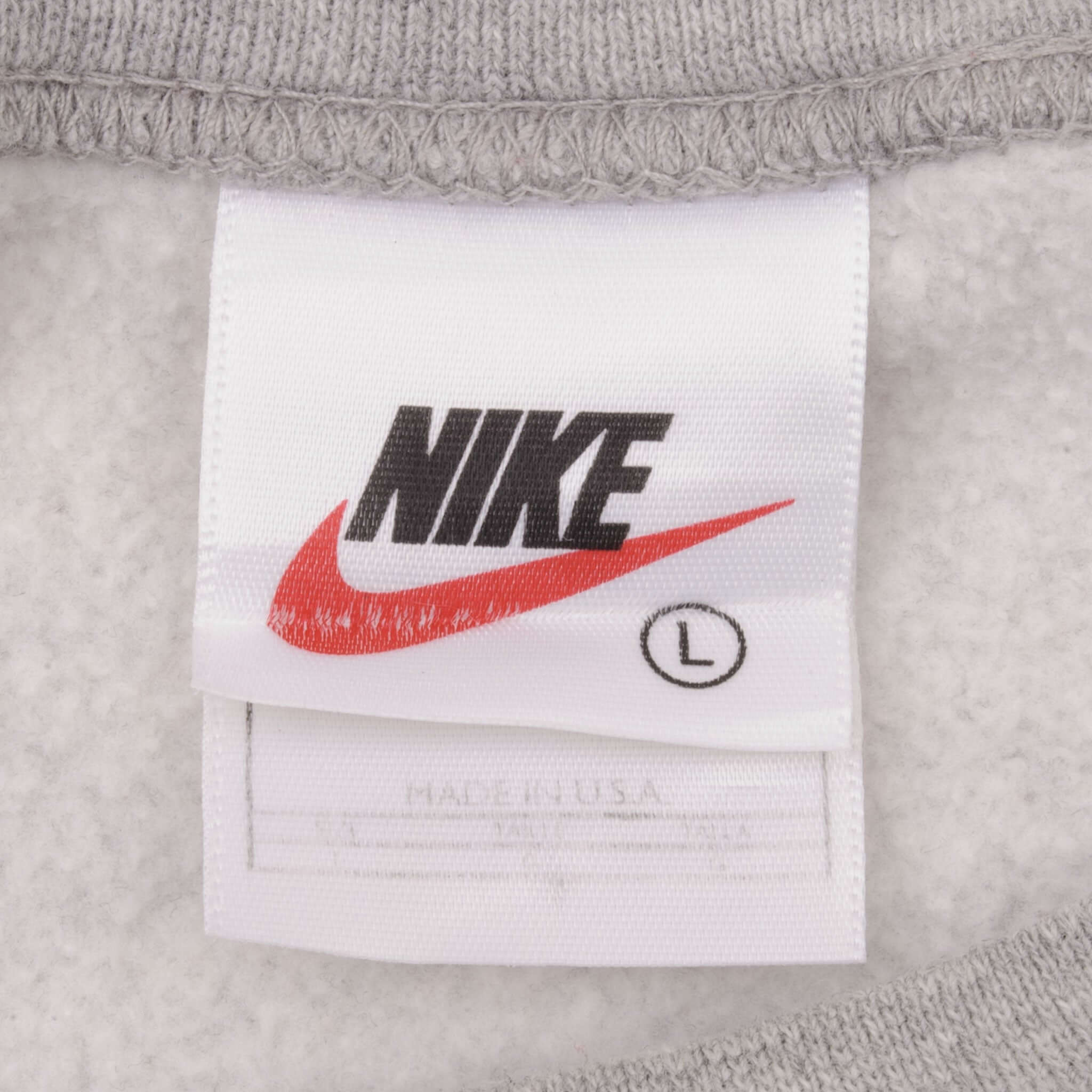 Vintage Nike Classic Swoosh Gray Sweatshirt 1990S Size Large Made In USA