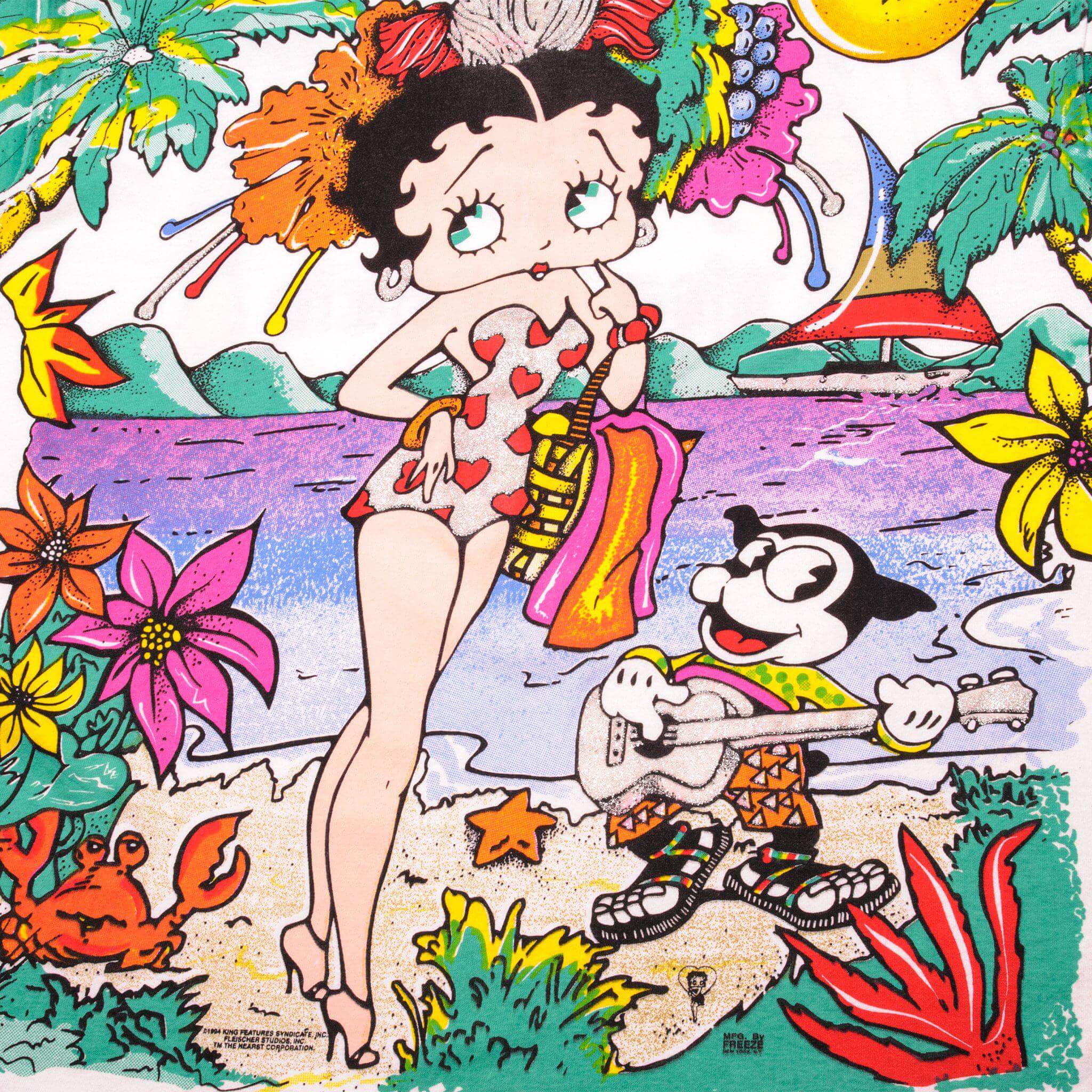 VINTAGE LOONEY TUNES BETTY BOOP ALL OVER PRINT TEE SHIRT 1994 SIZE XL MADE IN USA