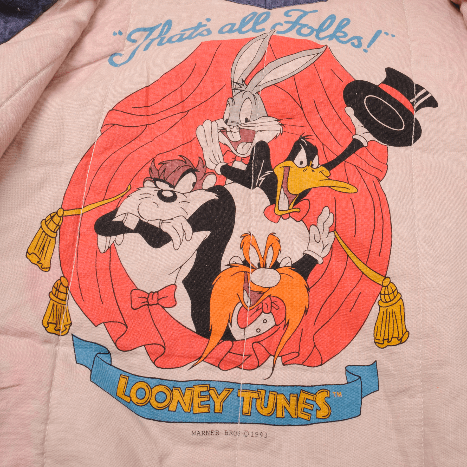 Vintage Warner Bros Looney Tunes All Star Shows Burbank Goes To Broadway Jacket 1993 Size L