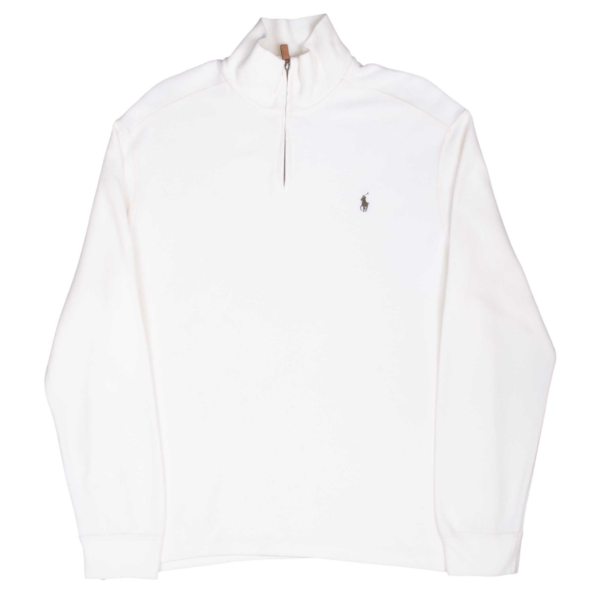 Vintage Polo Ralph Lauren Ivory 1990S Quarter 1/4 Zip Sweater Size XL