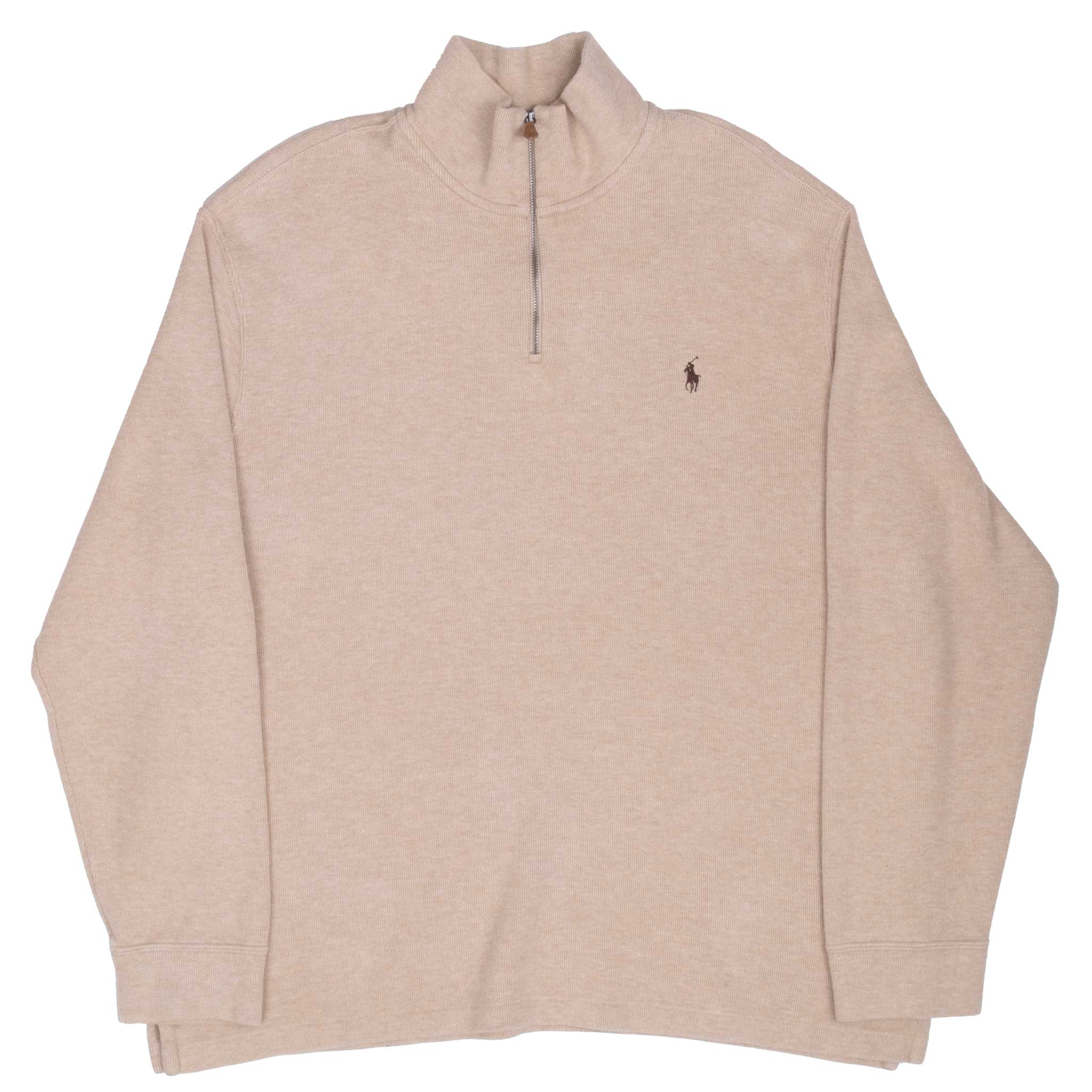 Vintage Polo Ralph Lauren Beige 1990S Quarter 1/4 Zip Sweater Size 2XL
