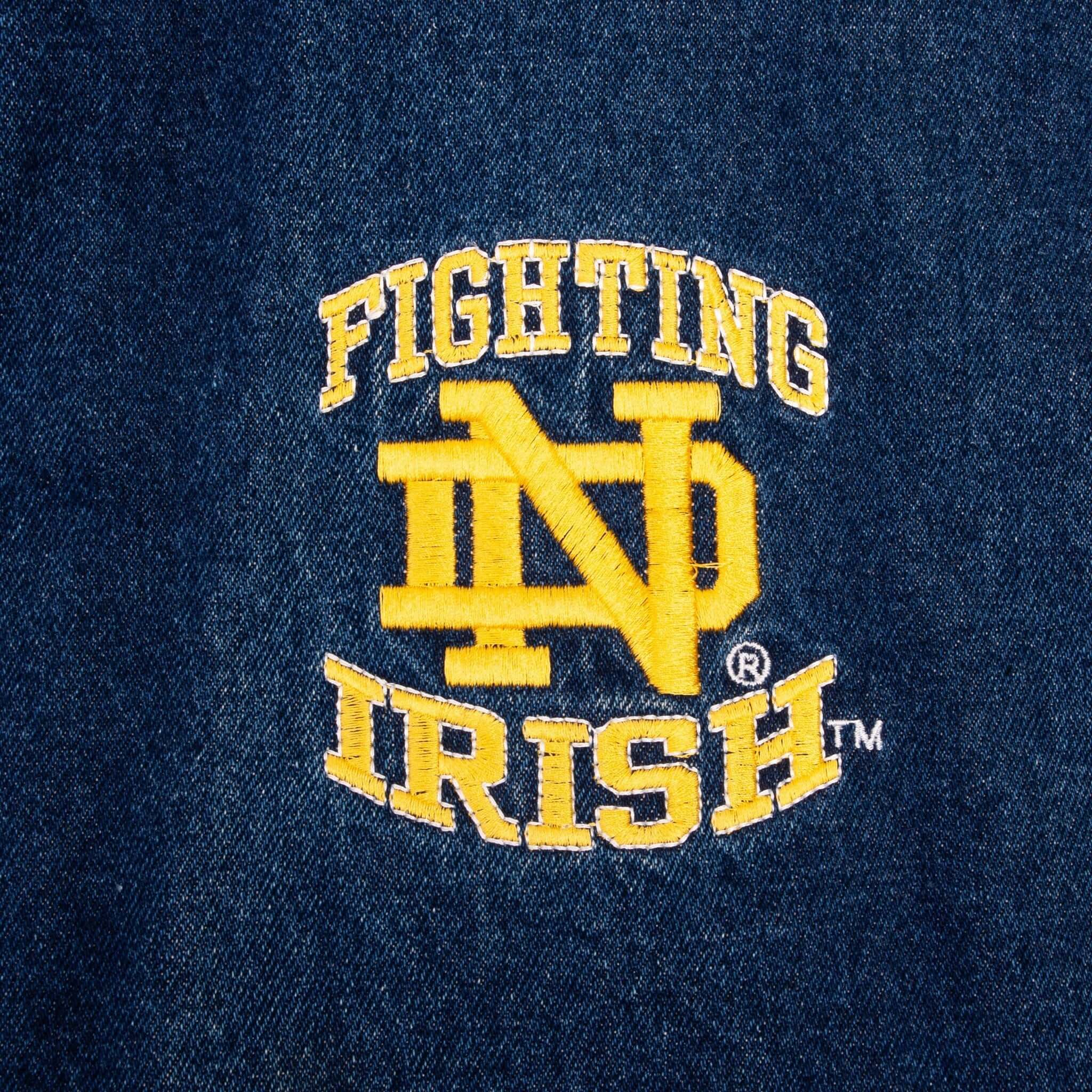 Vintage Ncaa Notre Dame Fighting Irish Starter Denim Varsity Jacket 1990S Size XL