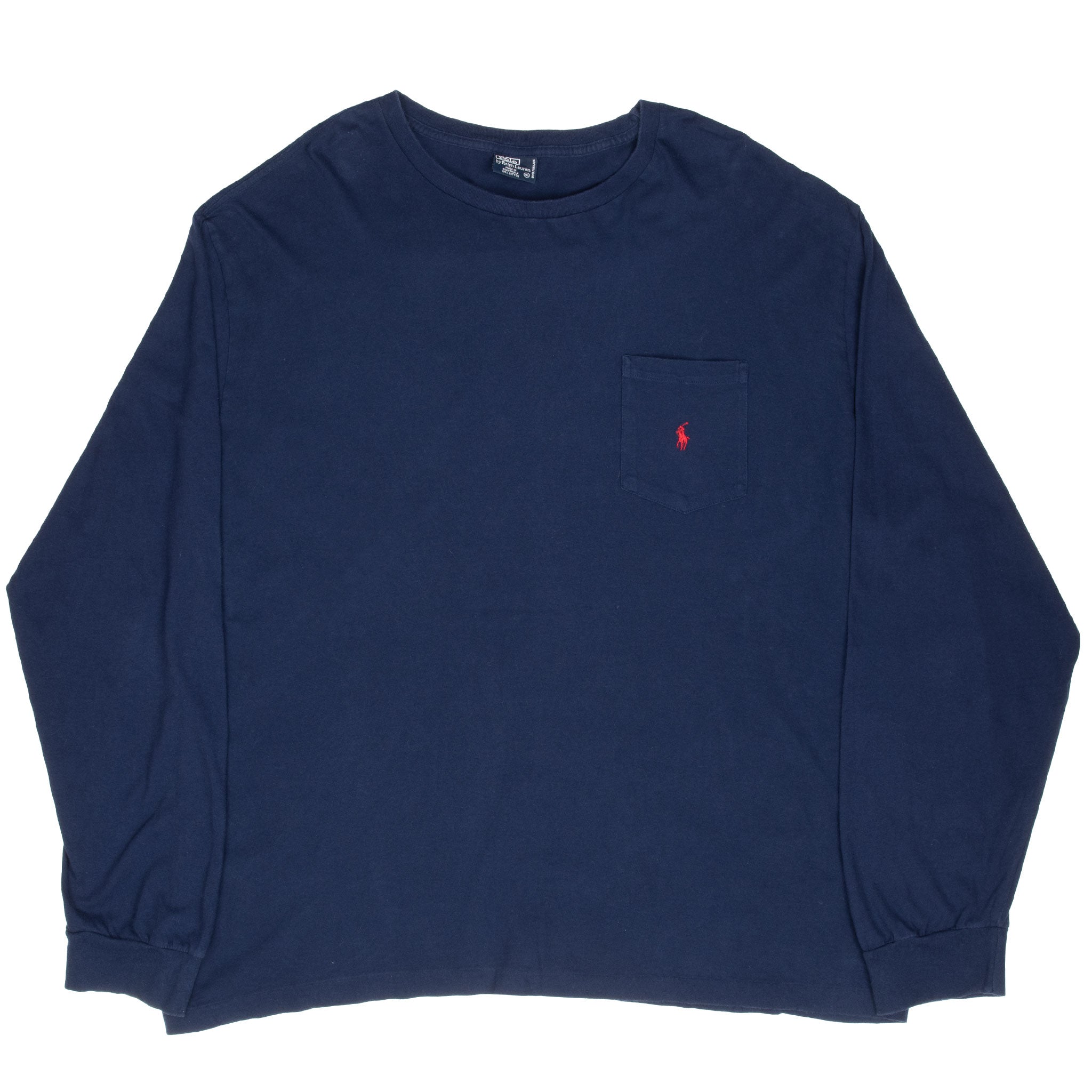 Vintage Ralph Lauren Navy Blue Long Sleeve Tee Shirt 1990S Size 2XL