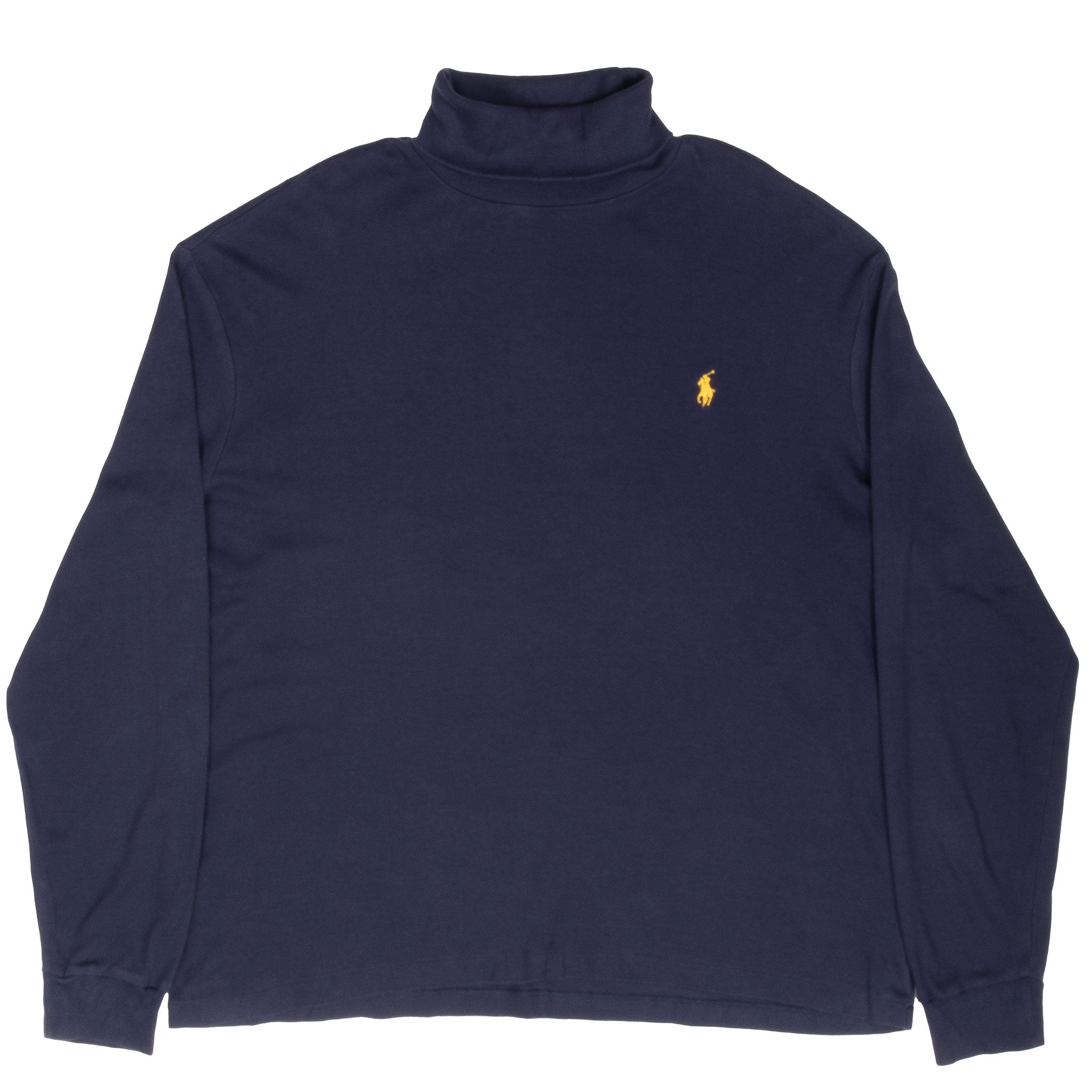 Vintage Ralph Lauren Navy Blue Turtle Neck Long Sleeve Tee Shirt 1990S Size Large