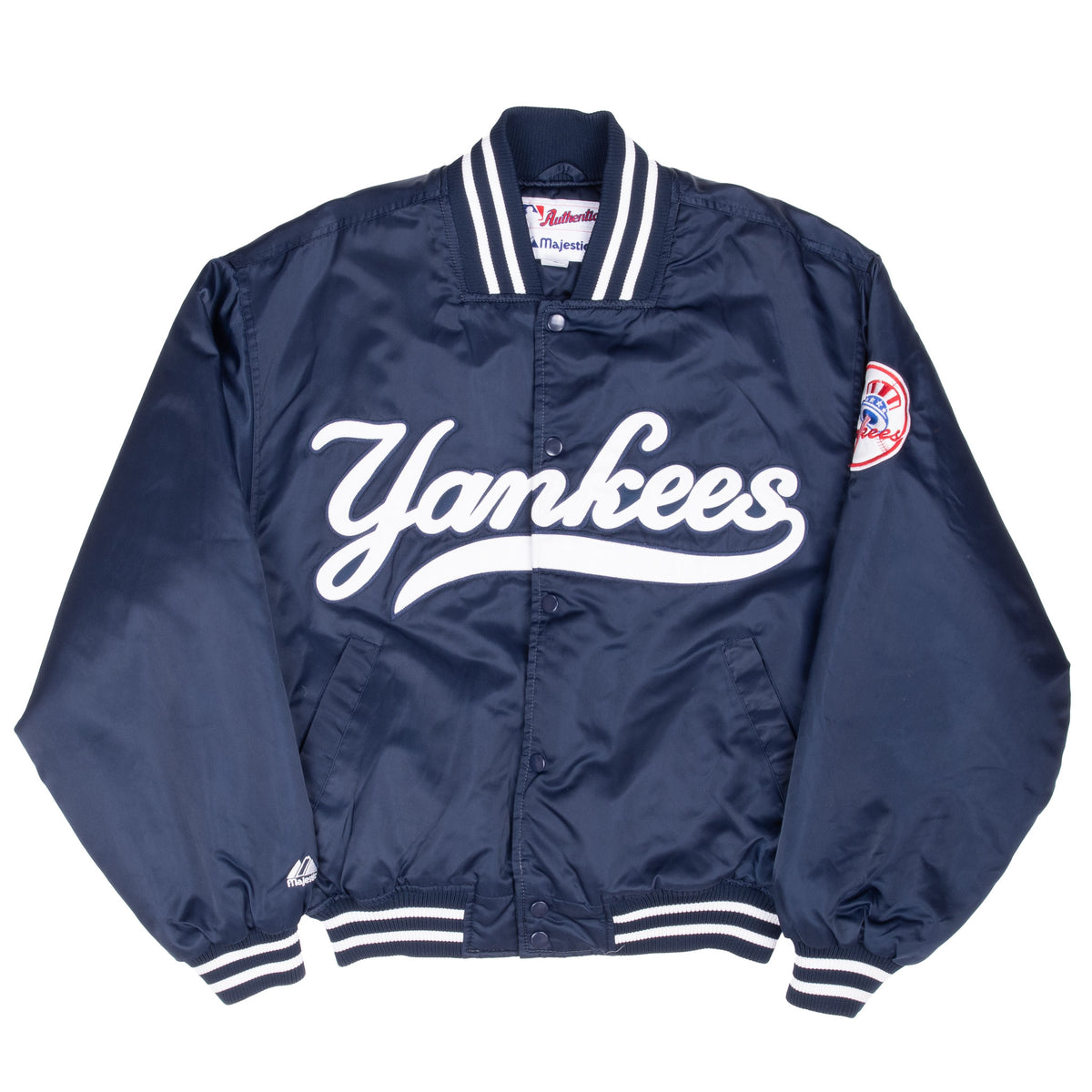 Vintage MLB New York Yankees Majestic Satin Bomber Jacket 1990s Size Small