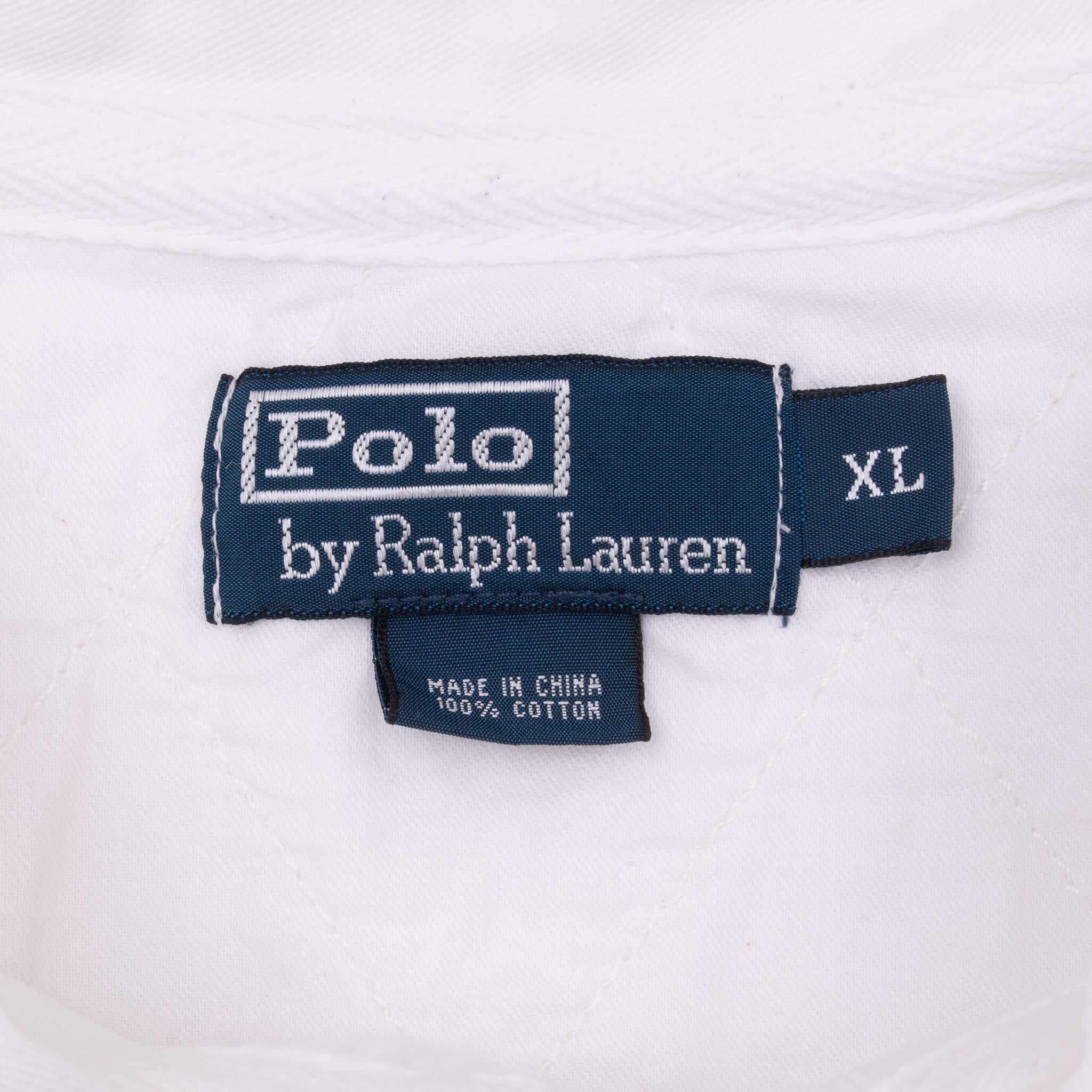 Vintage Ralph Lauren Madison Ave New York White Rugby Polo Shirt 1990S Size XL