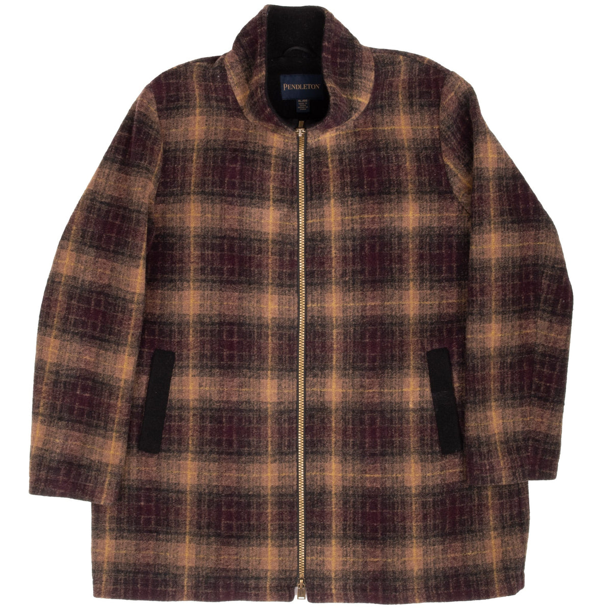 Vintage Pendleton Woolen Brown Plaid Coat Jacket 2000S Size XL