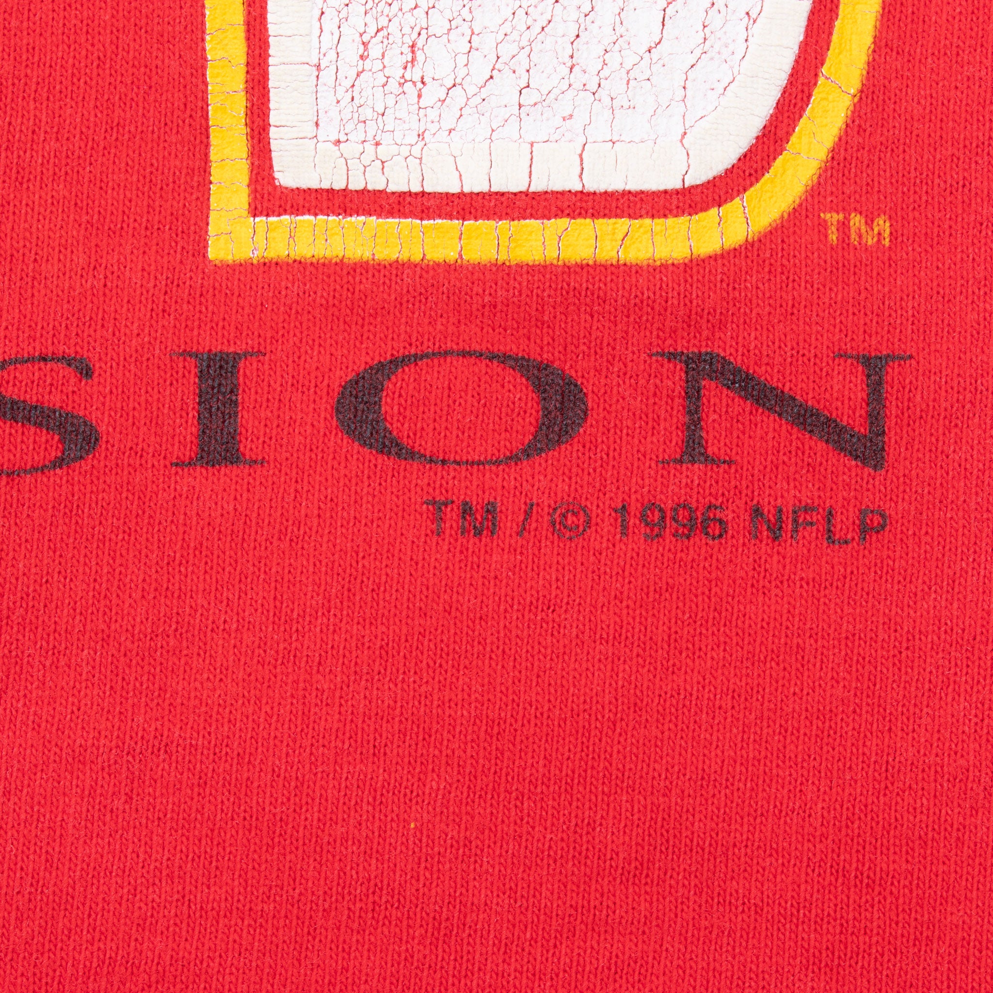 Vintage Nfl Kansas City Chiefs 1996 Tee Shirt Size XL With Single Stitch Sleeves