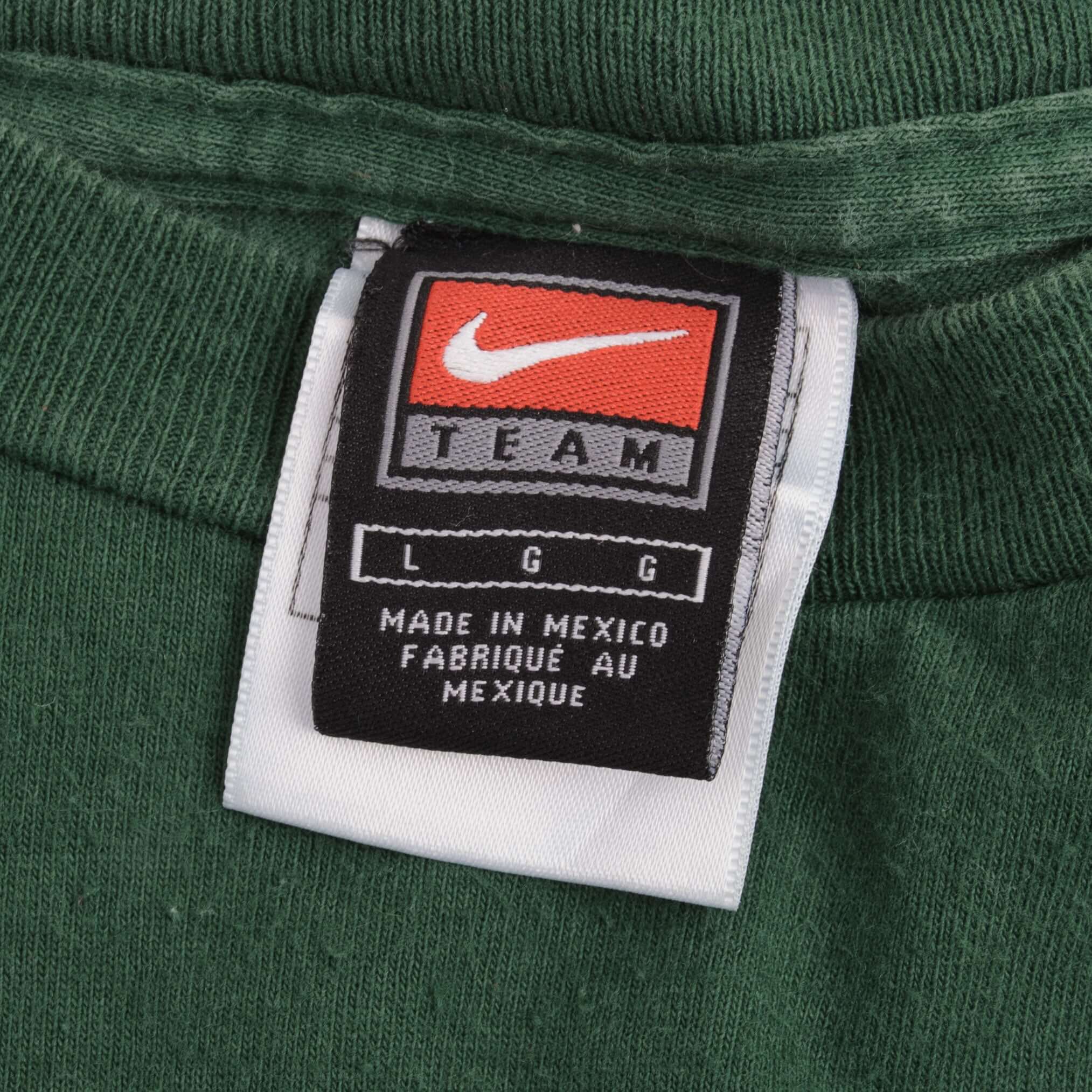 Vintage Nike Air Big Swoosh Green Tee Shirt 1990S Size Large
