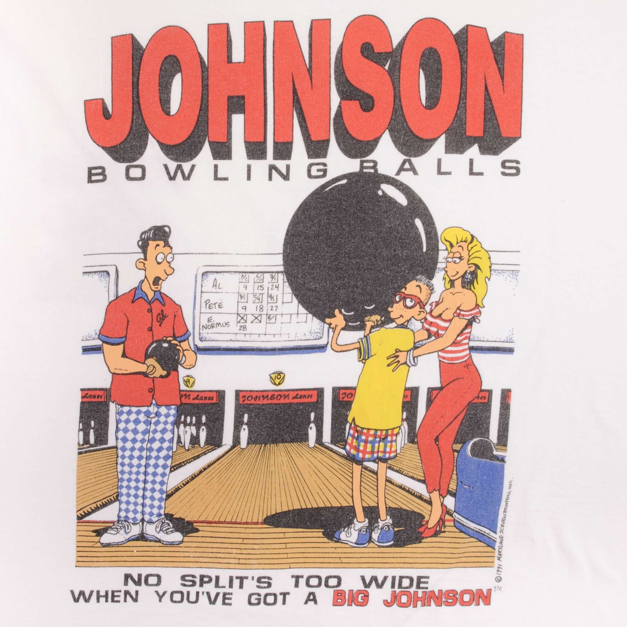 Vintage Johnson Bowling Balls 1991 Tee Shirt Size XL Made In Usa