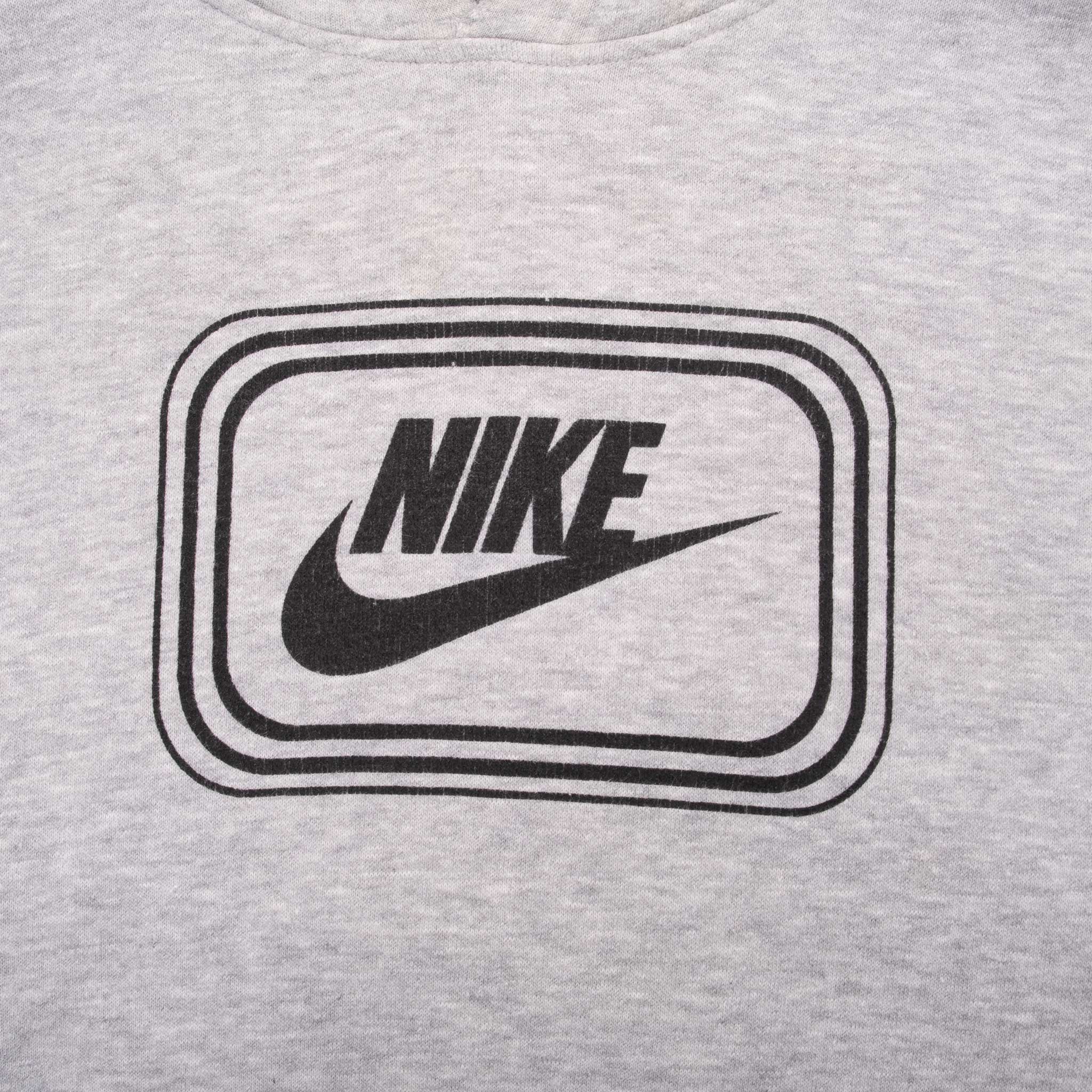 Vintage Nike Spellout Swoosh Gray Hoodie Sweatshirt 2000S Size XL