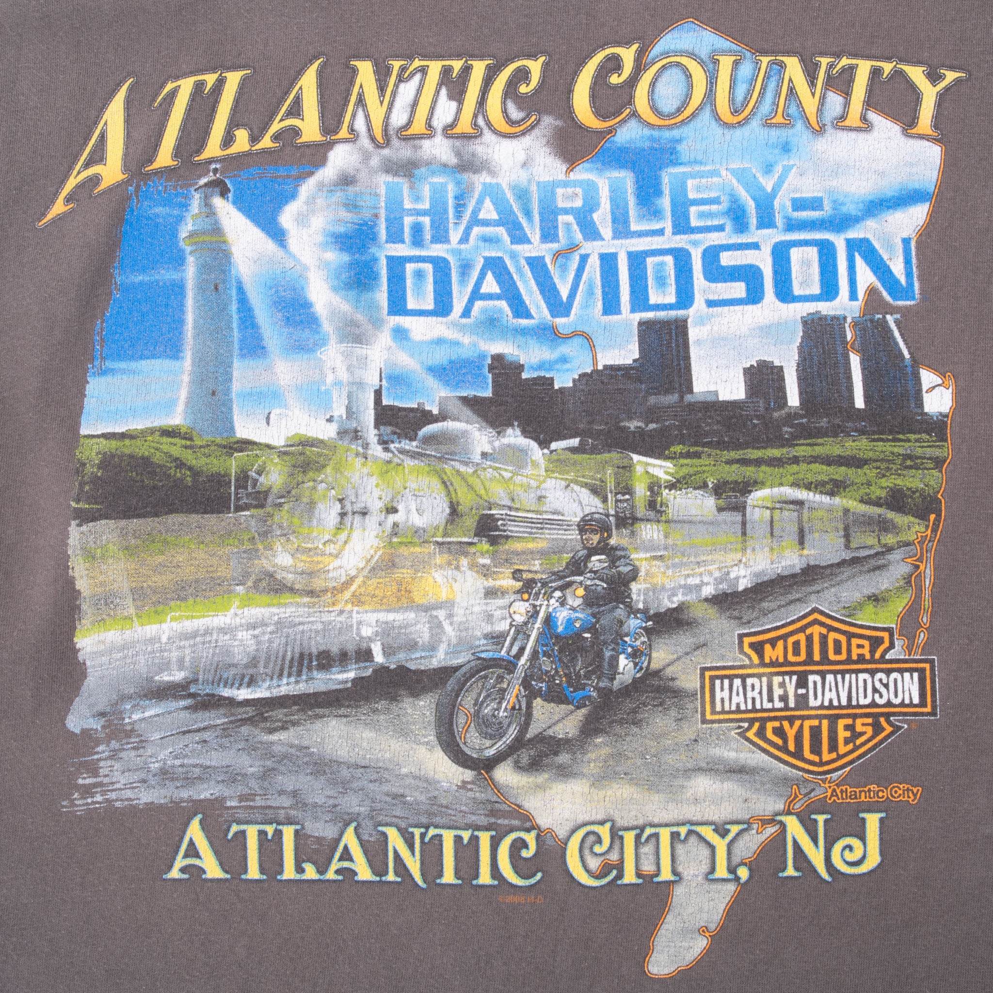 Vintage Harley Davidson Atlantic City New Jersey 2008 Long Sleeve Tee Shirt Size Large