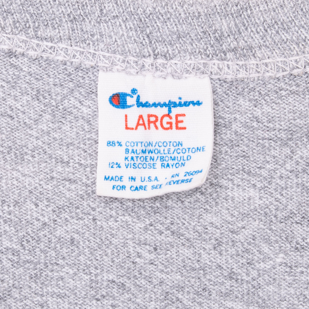 Champion Large neck label on gray T-shirt