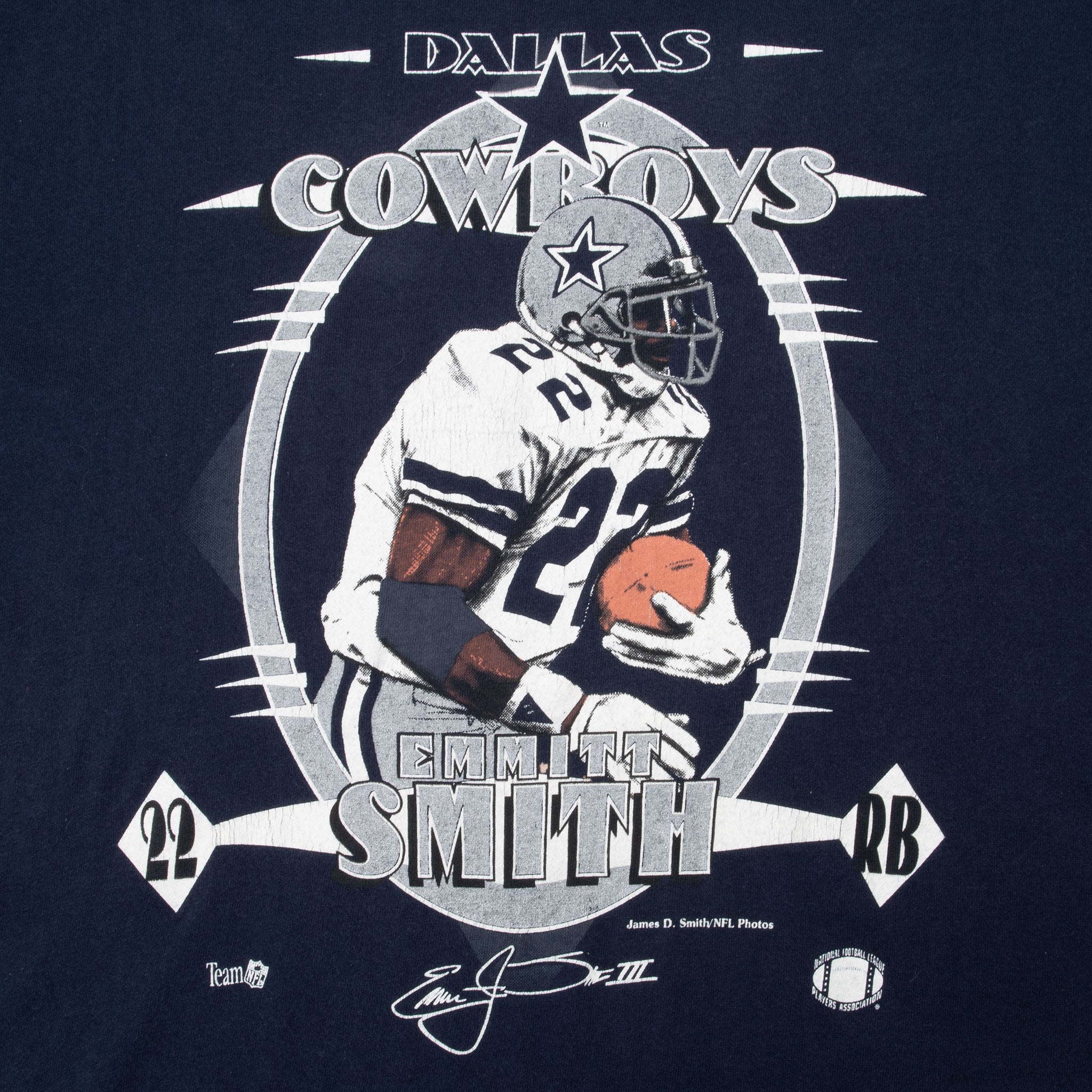 Vintage Nfl Dallas Cowboys Emmitt Smith 1990S Tee Shirt Size Large Made In Usa With Single Stitch Sleeves