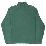 Vintage Polo Ralph Lauren Green Quarter 1/4 Zip Sweater 1990S Size XL