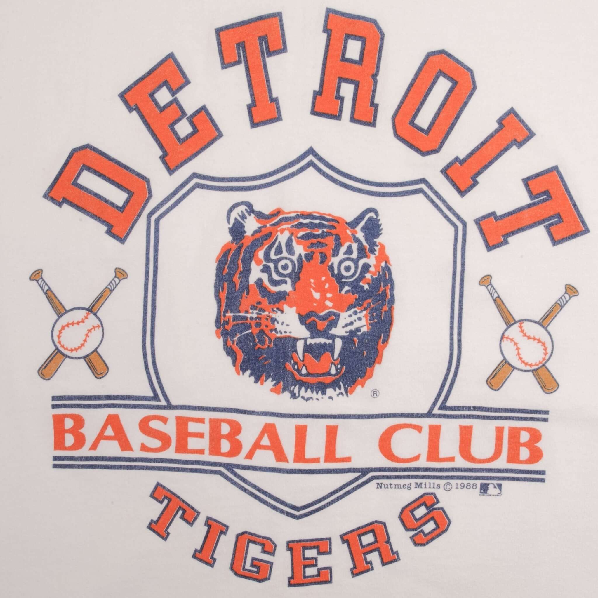 Vintage MLB Detroit Tigers Pocket Tee Shirt 1988 Size Large Made In USA With Single Stitch Sleeves.