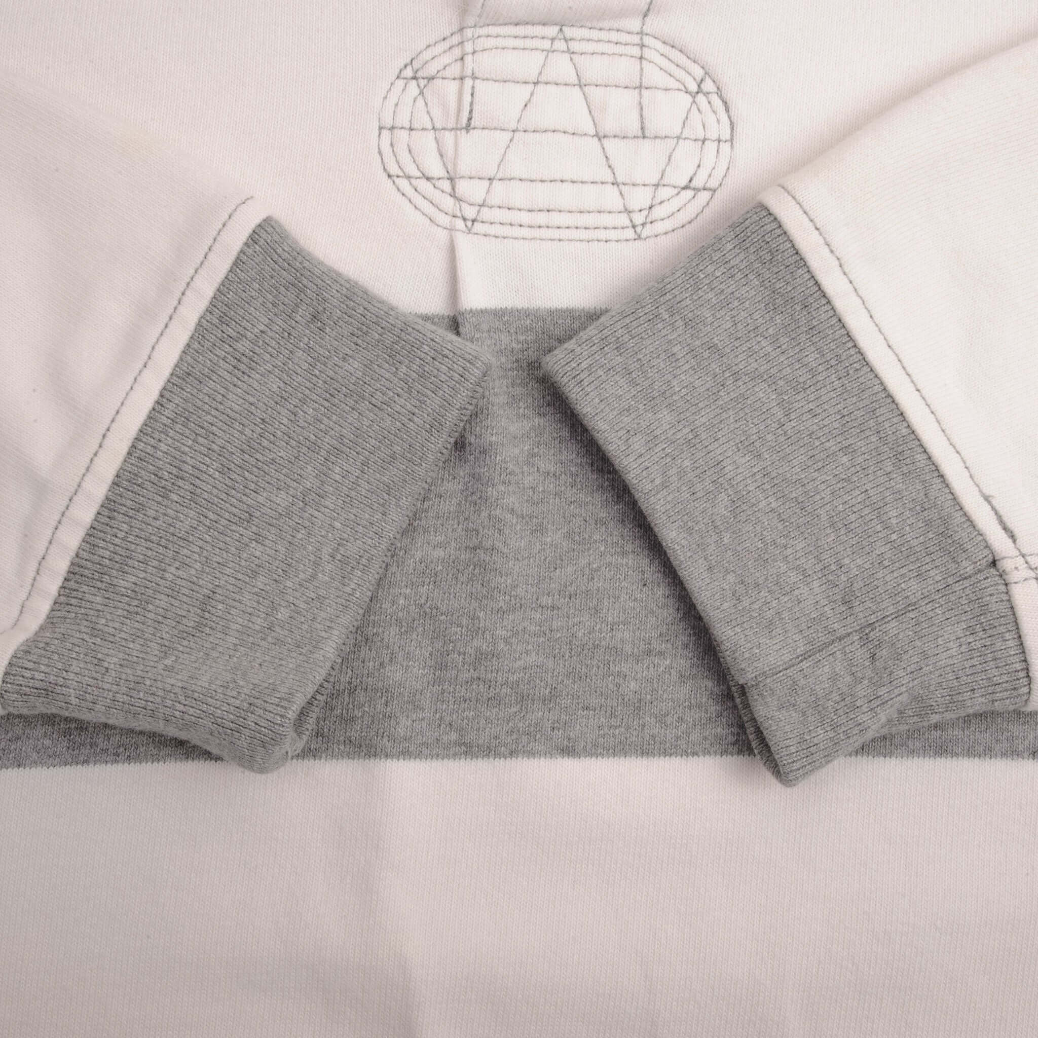 Vintage Ralph Lauren Grey & White Striped Rugby Polo Shirt 1990S Size XL