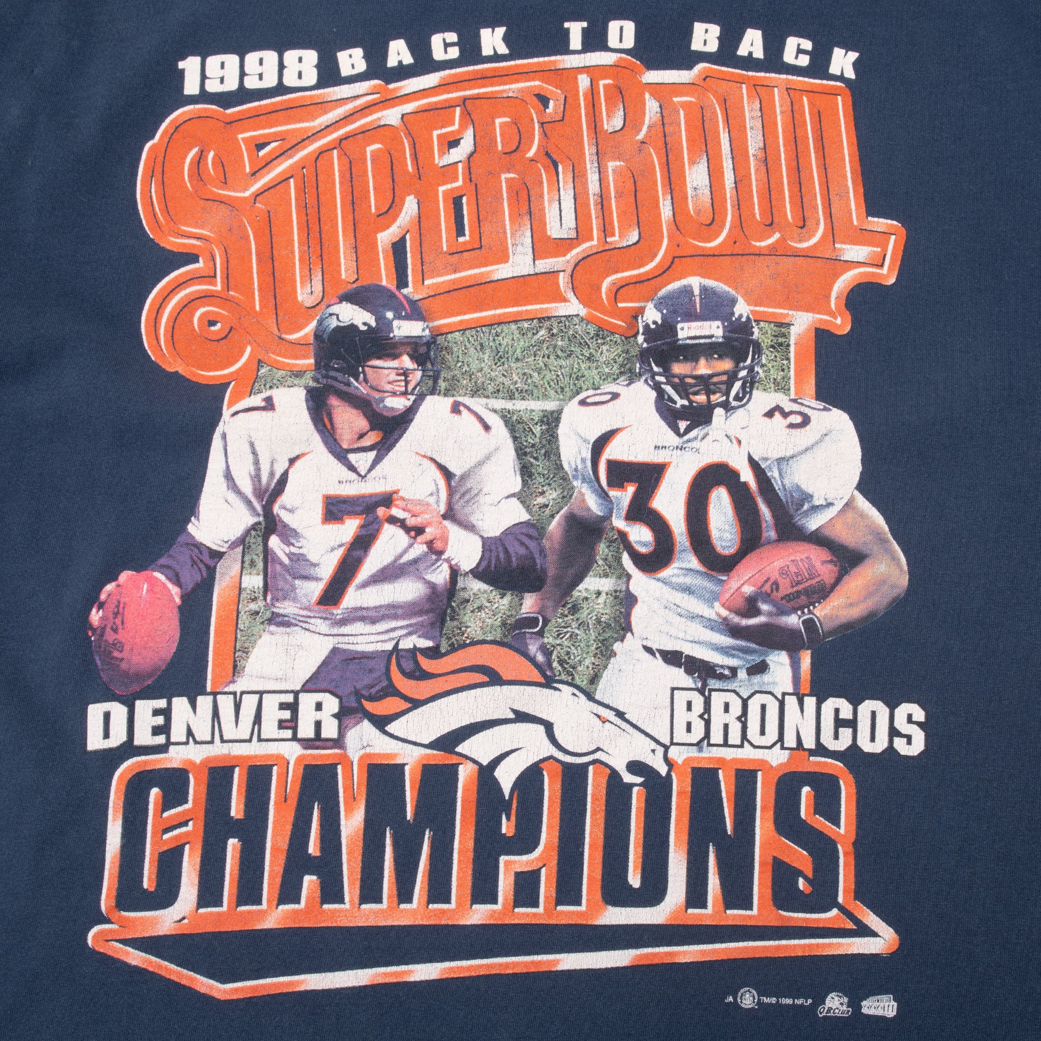 Vintage Nfl Denver Broncos Super Bowl Champions 1998 Tee Shirt Size Large
