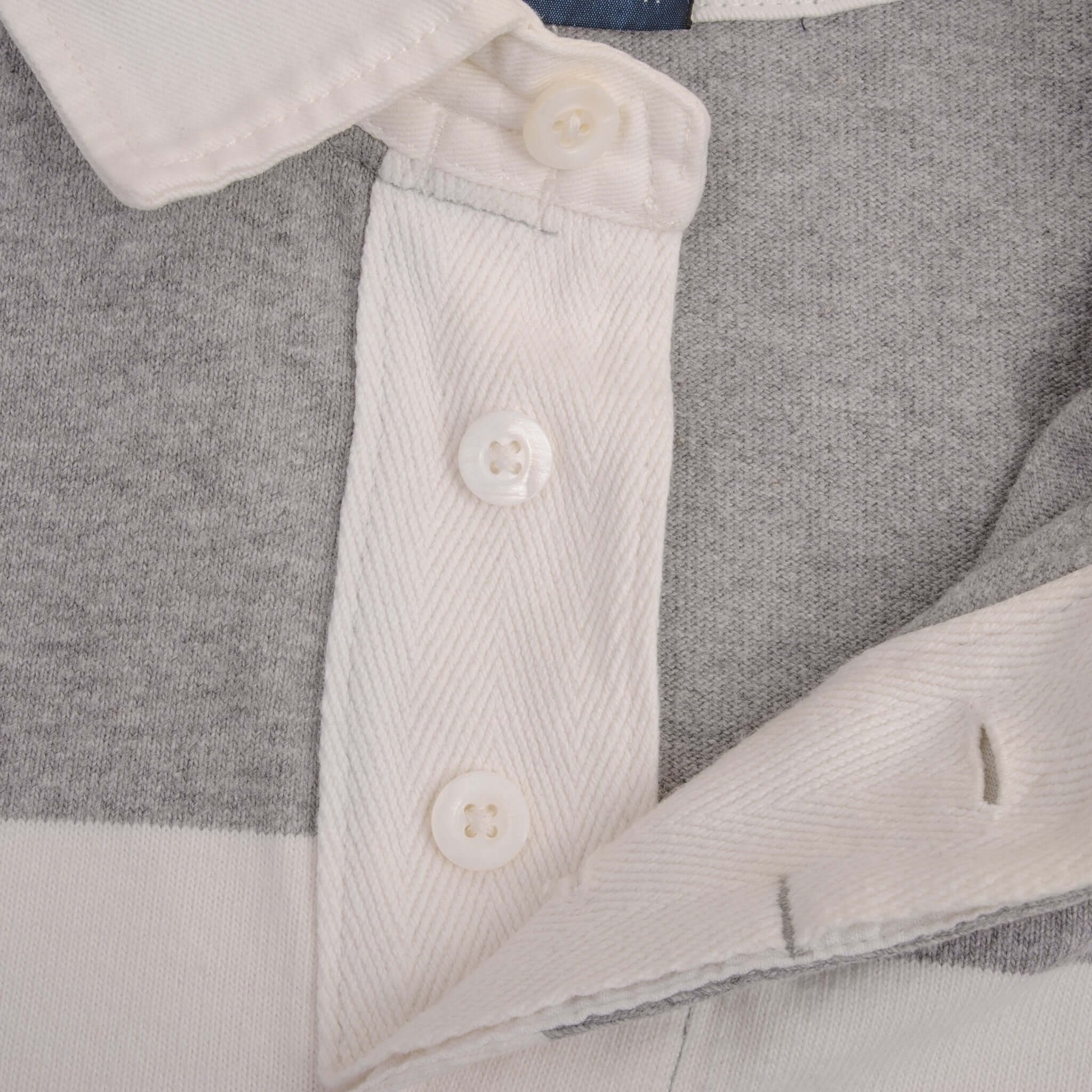 Vintage Ralph Lauren Grey & White Striped Rugby Polo Shirt 1990S Size XL