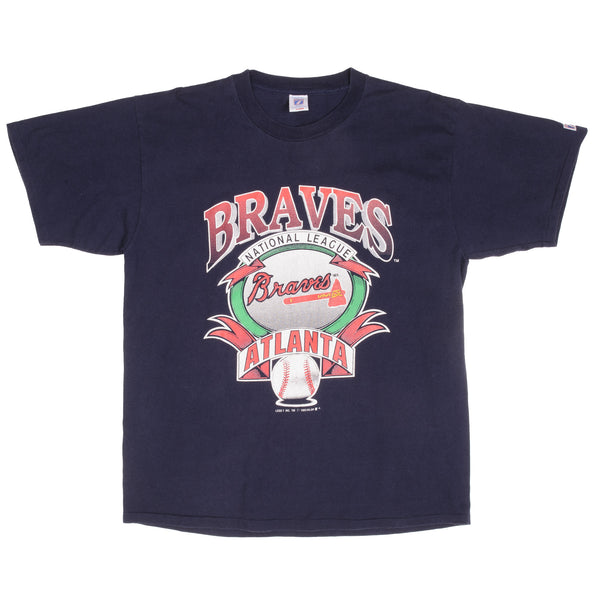 Vintage MLB Atlanta Braves 1992 Logo 7 Tee Shirt Size XL With Single Stitch Sleeves