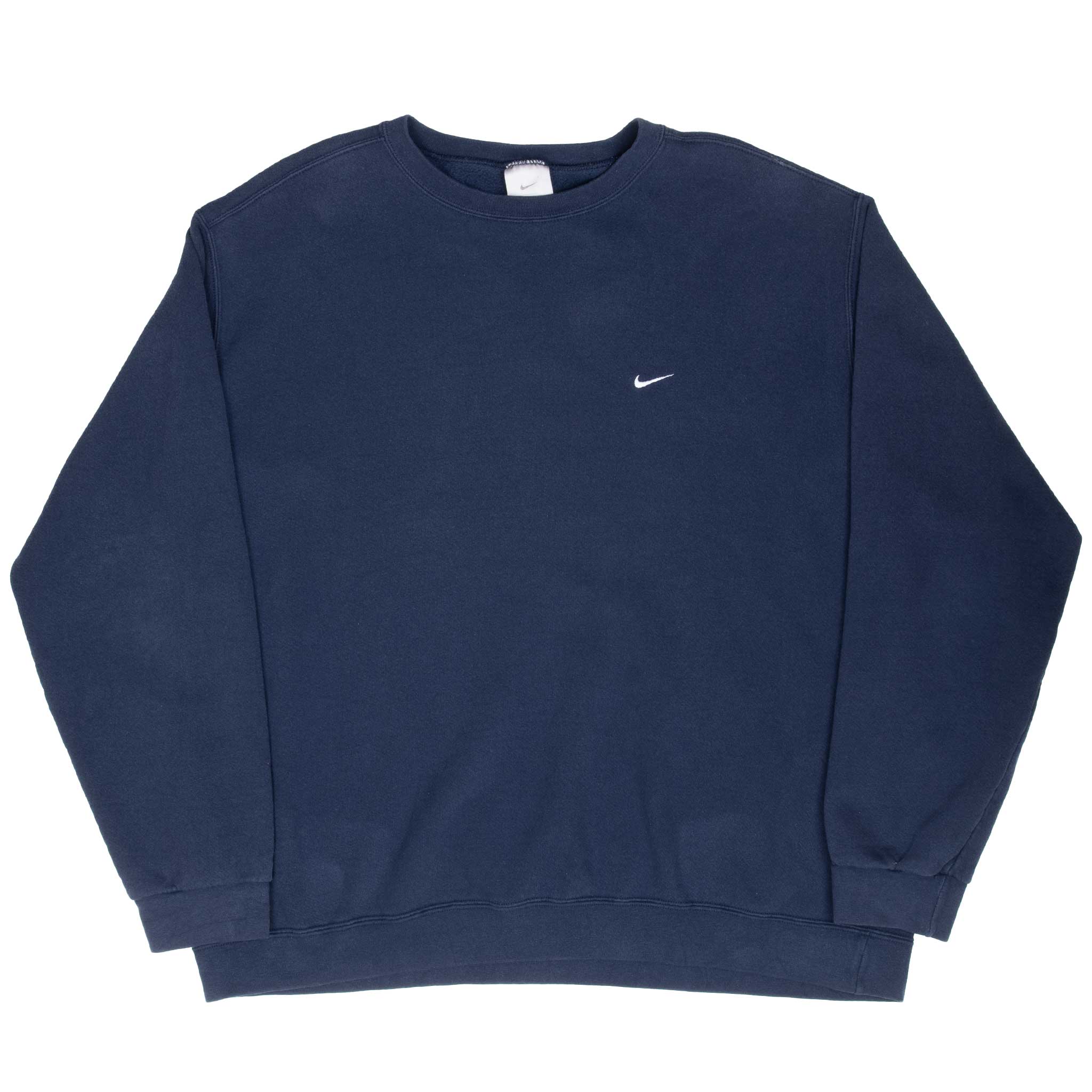 Vintage Nike Classic Swoosh Navy Blue Sweatshirt 2000S Size 2XL