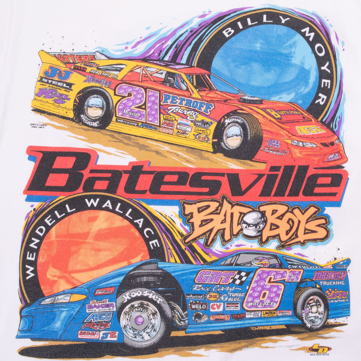 Vintage Racing Billy Moyer Wendell Wallace Batesville 1990S Tee Shirt Size Medium
