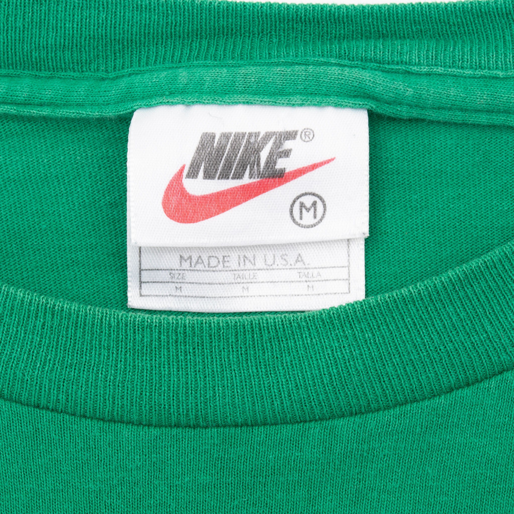 Vintage Nike Running Green Tee Shirt 1990S Size Medium Made In Usa