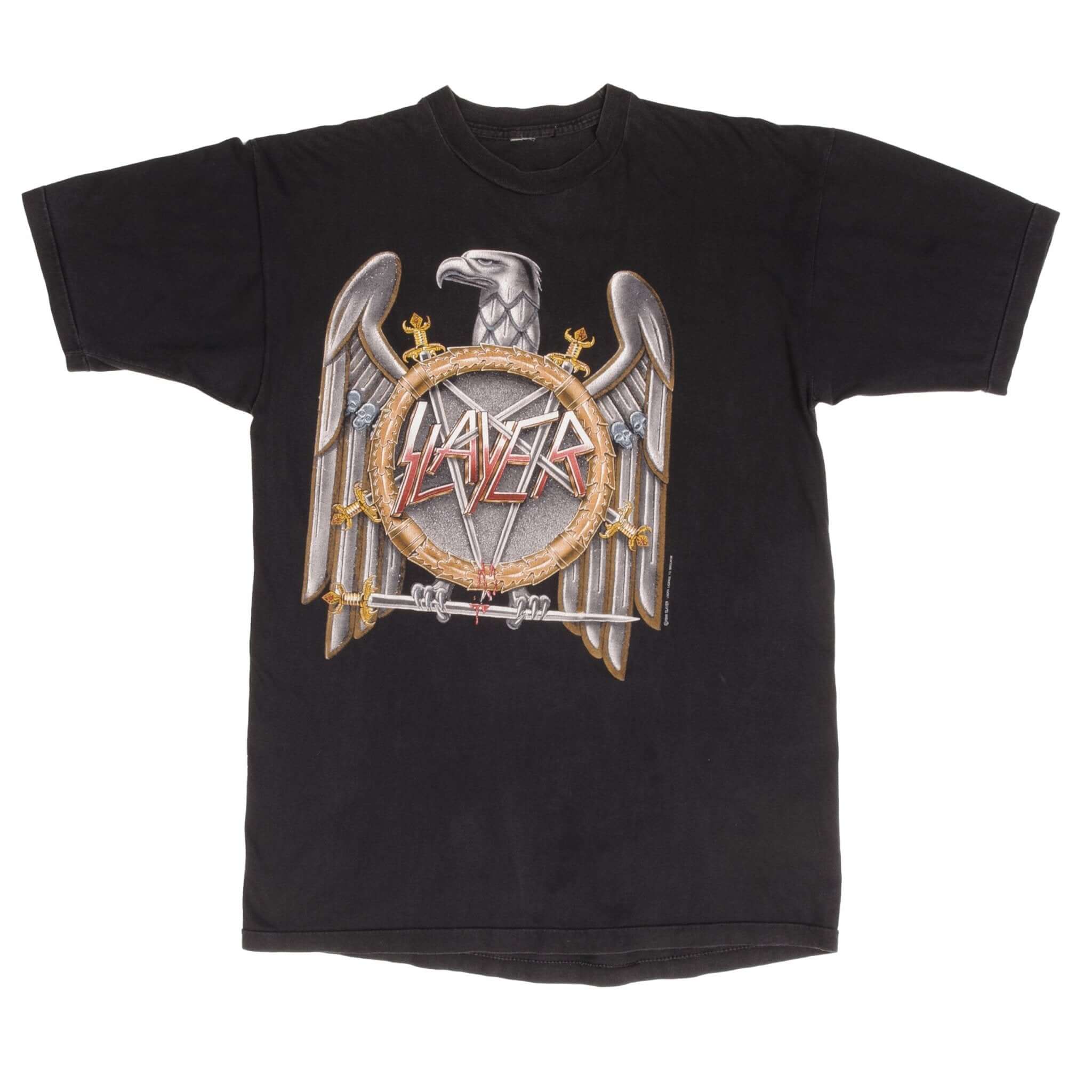 Vintage Slayer European Tour 1990 Tee Shirt Size Large With Single Stitch Sleeves