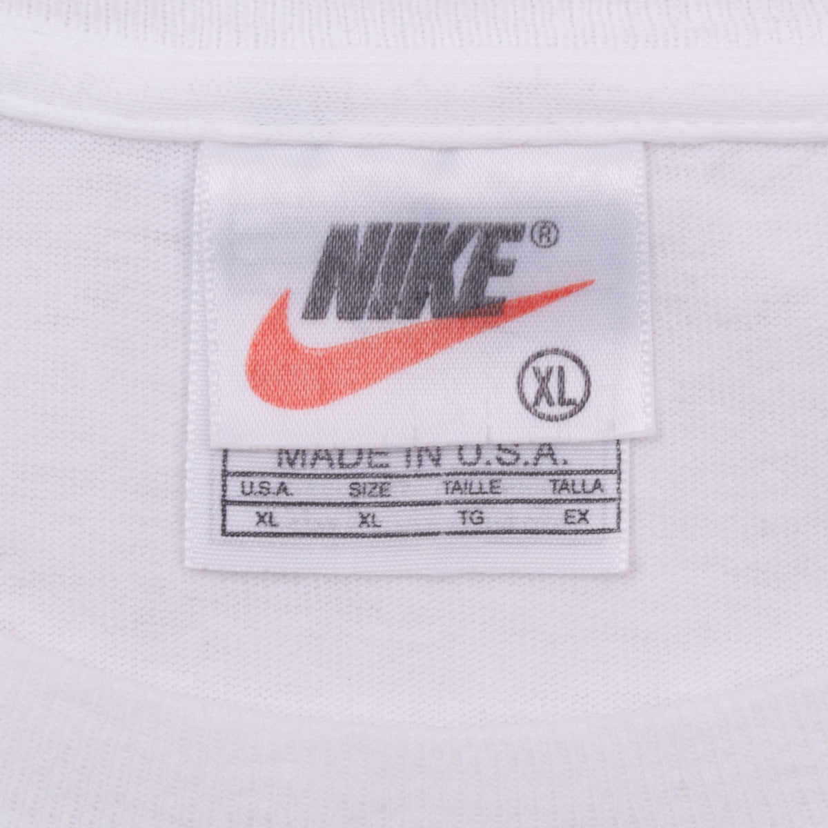 Vintage Nike Classic Swoosh White Tee Shirt 1990S Size XL Made In Usa