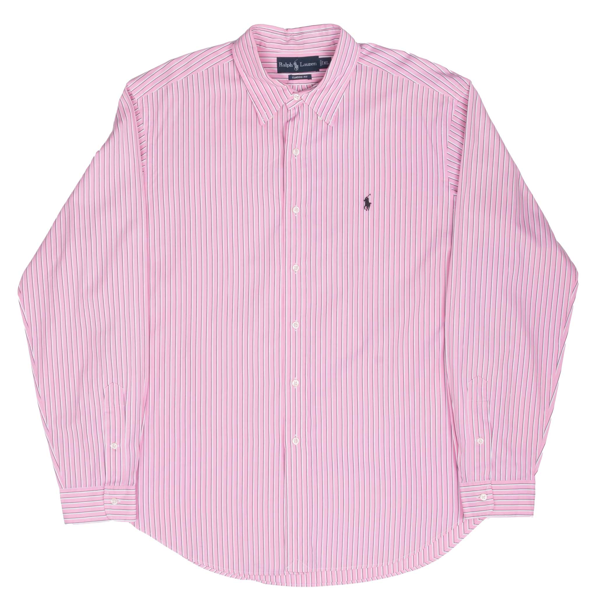 Vintage Ralph Lauren Pink Striped Shirt 1990S Size XL