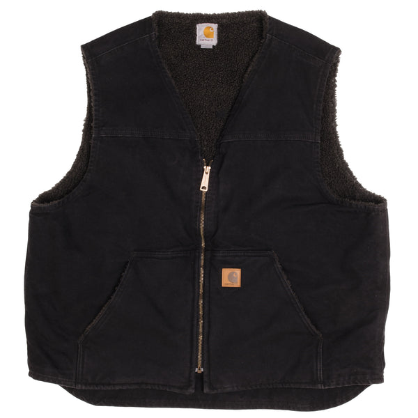 Vintage Carhartt Sherpa Lined Black Vest Jacket Unlined 1990s Size Large V26BLK