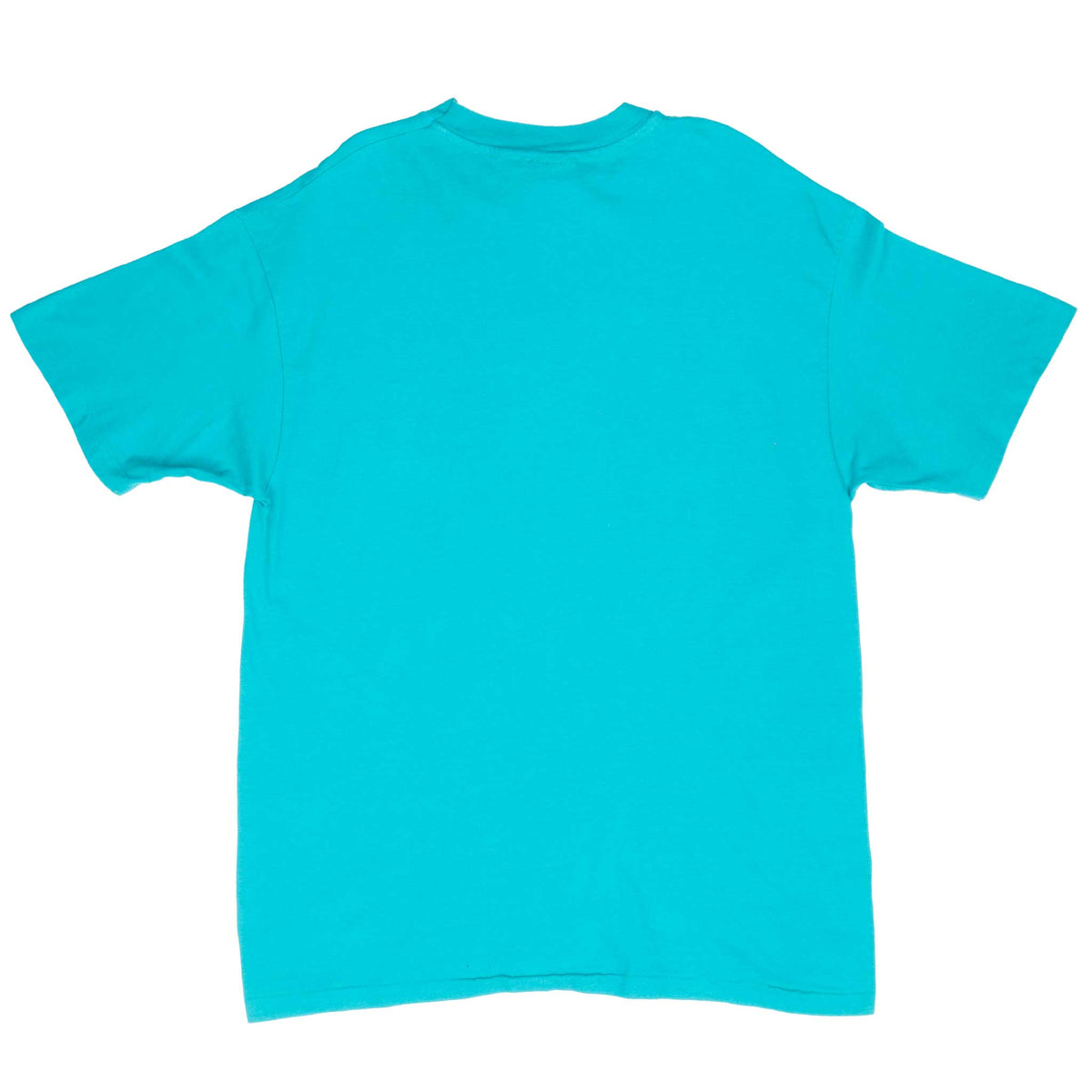 Plain back of teal Greenpeace short-sleeve T-shirt