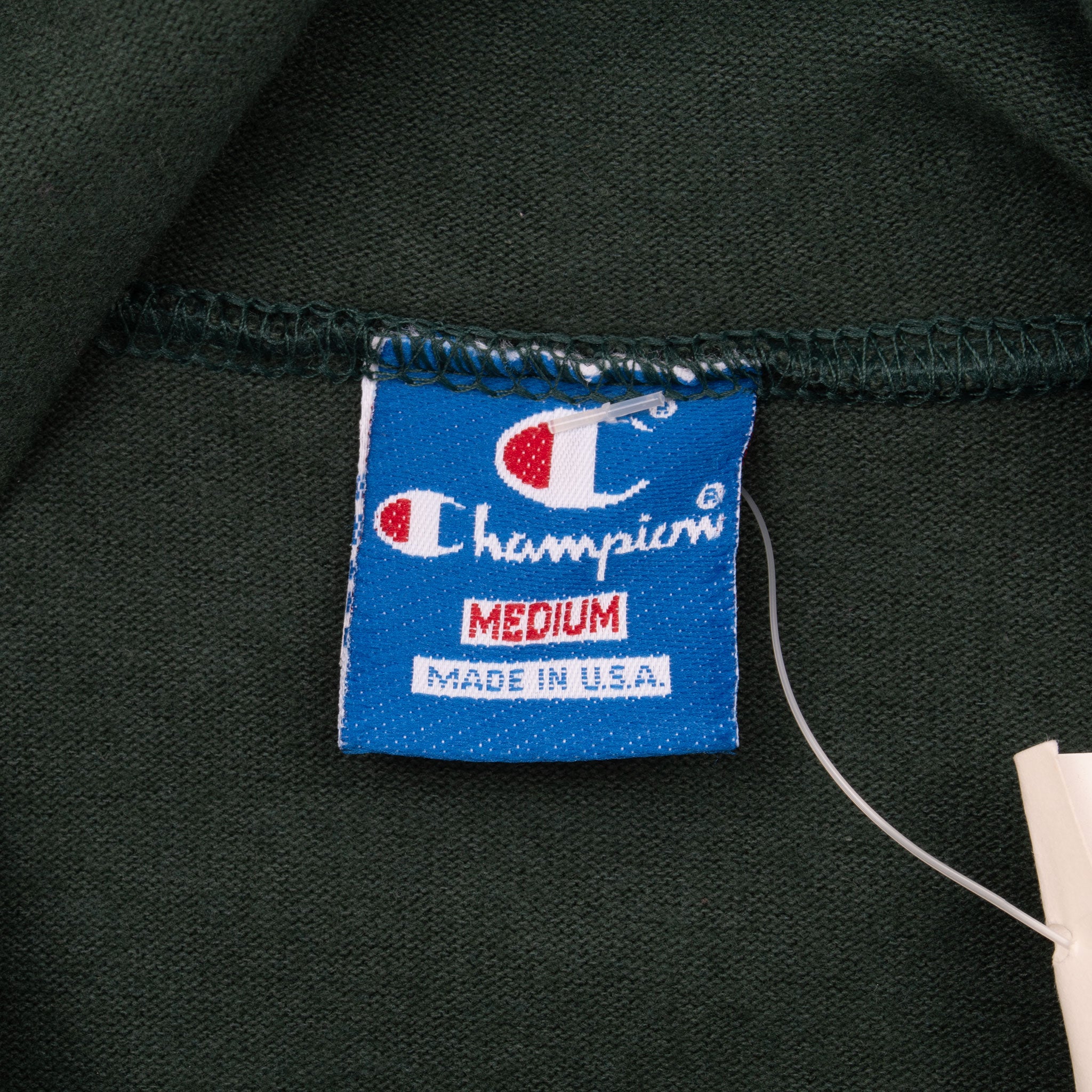 VINTAGE CHAMPION PINE GREEN THIN HOODIE MEDIUM 1990S MADE USA DEADSTOCK